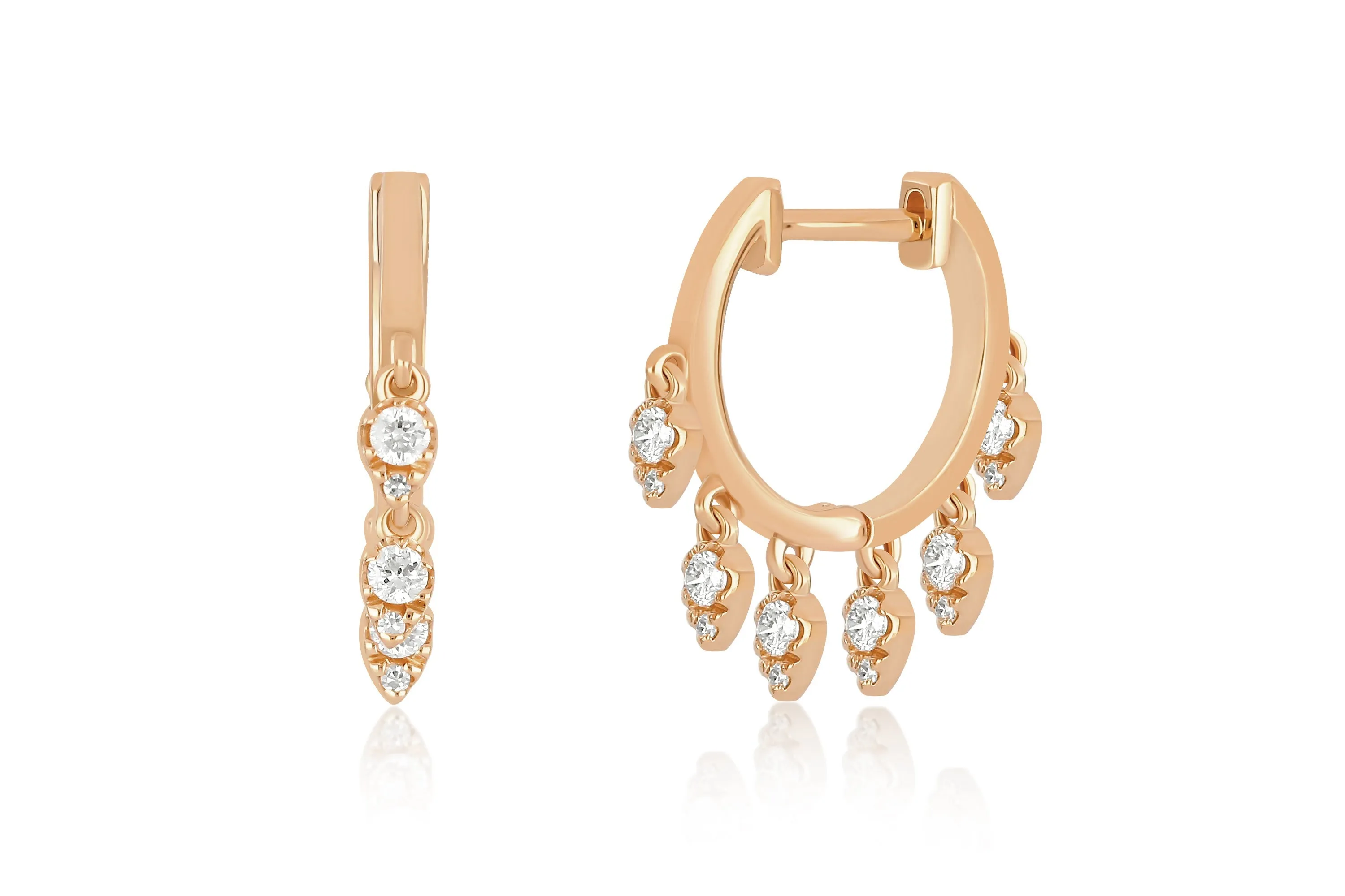 Diamond Teardrop Shimmy Huggie Earring sold by EF Collection