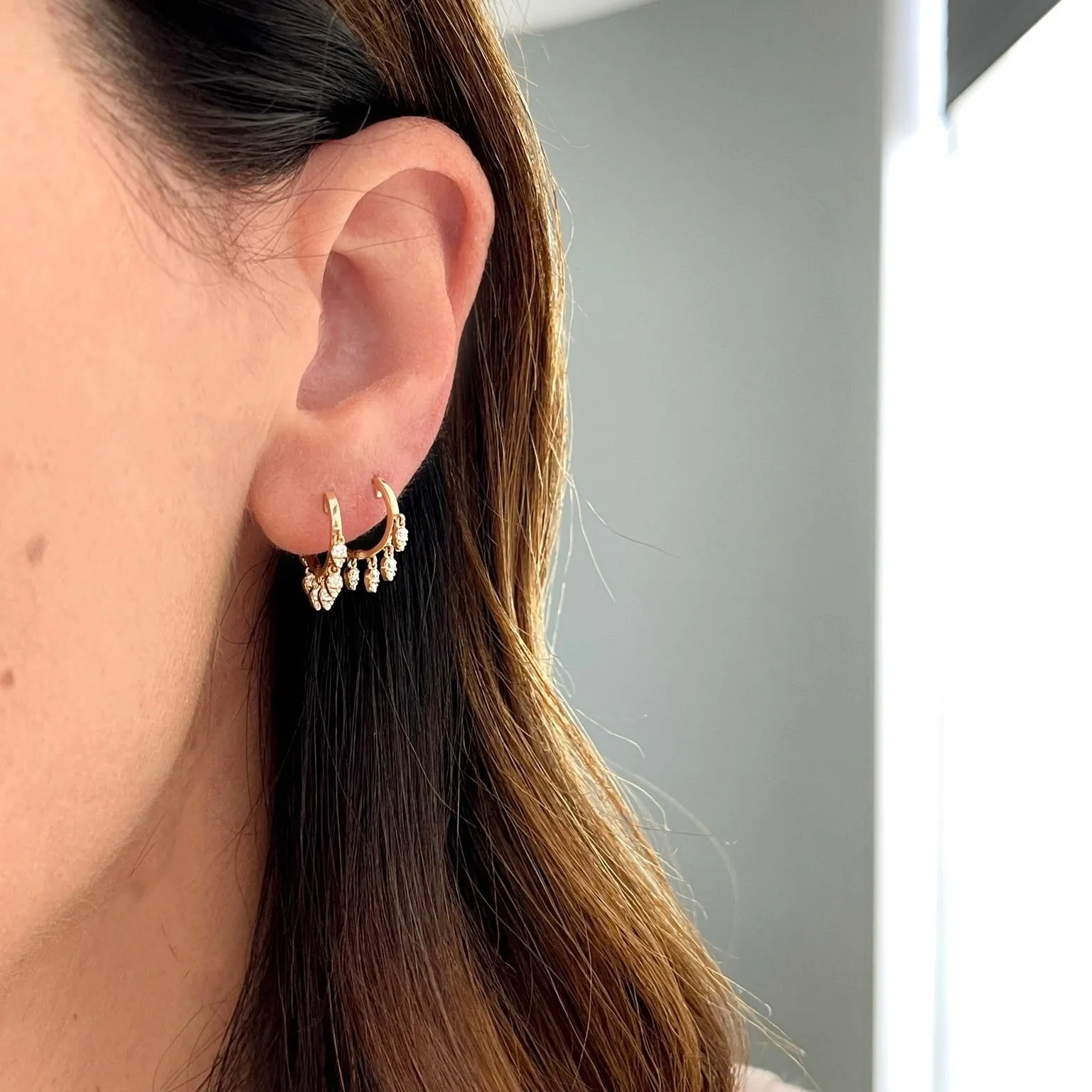 Diamond Teardrop Shimmy Huggie Earring sold by EF Collection product image thumbnail 2