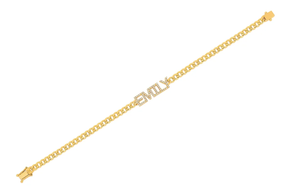 Diamond Name Curb Chain Bracelet sold by EF Collection