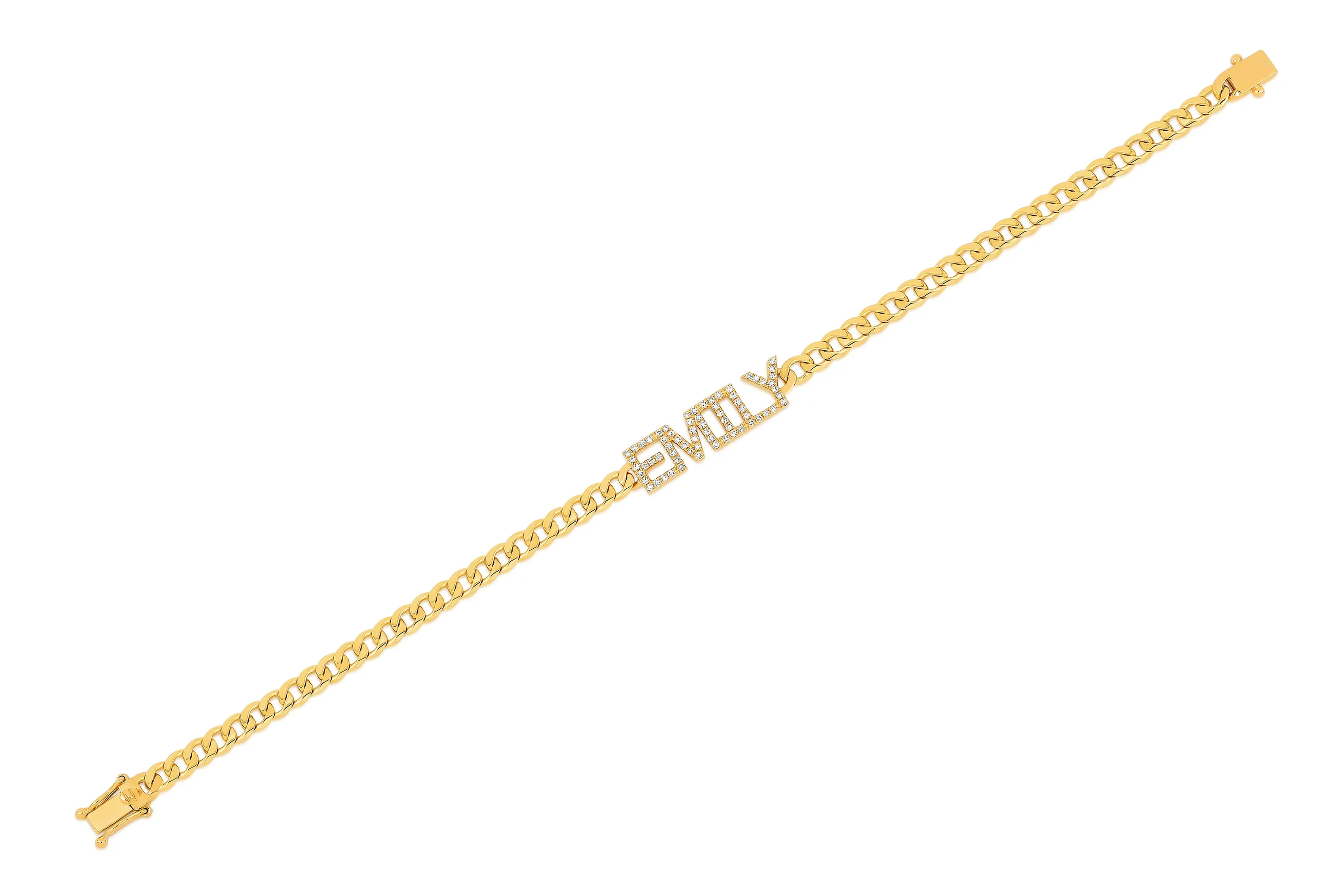 Diamond Name Curb Chain Bracelet sold by EF Collection
