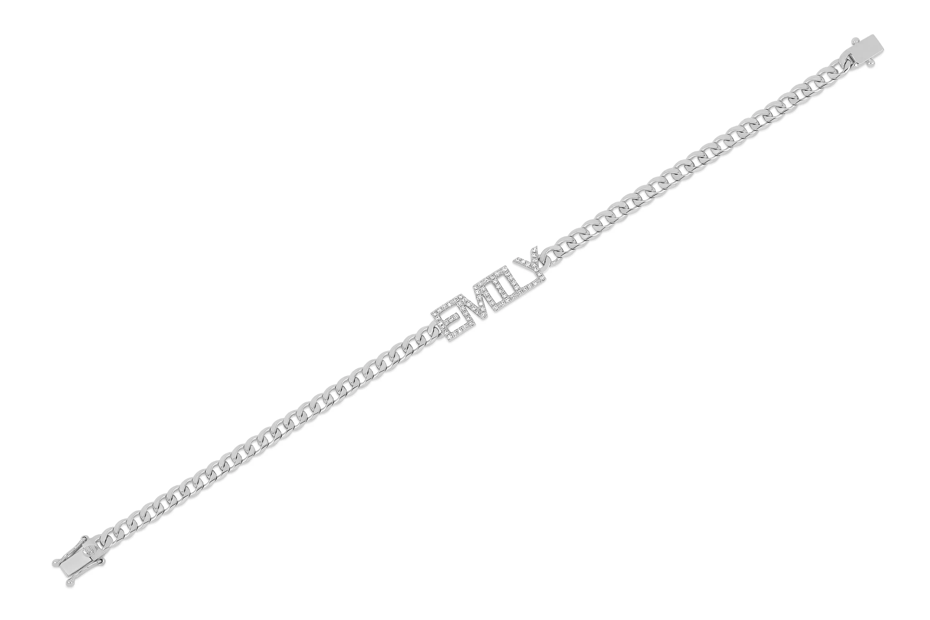 Diamond Name Curb Chain Bracelet sold by EF Collection product image thumbnail 4