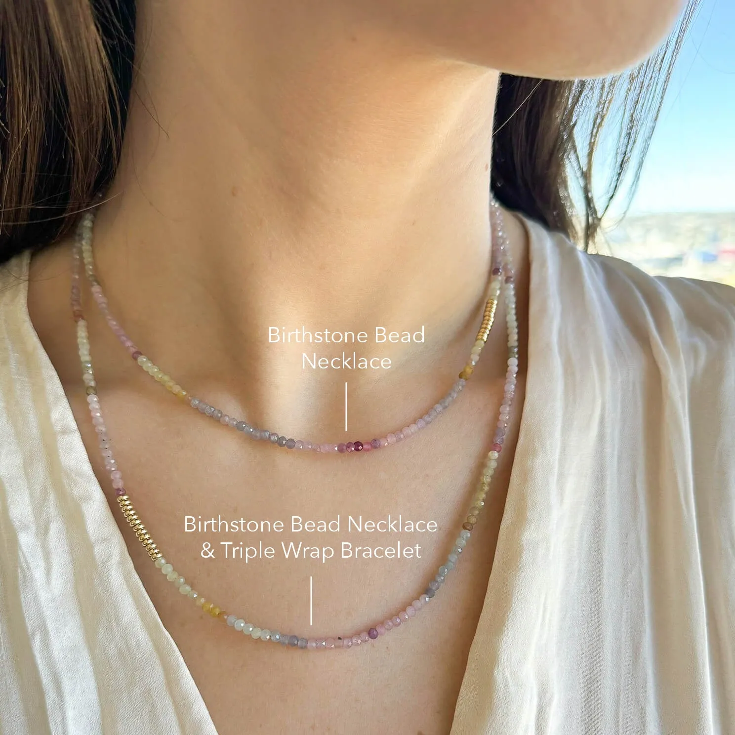 Ombré Sapphire Birthstone Bead Necklace sold by EF Collection product image thumbnail 5