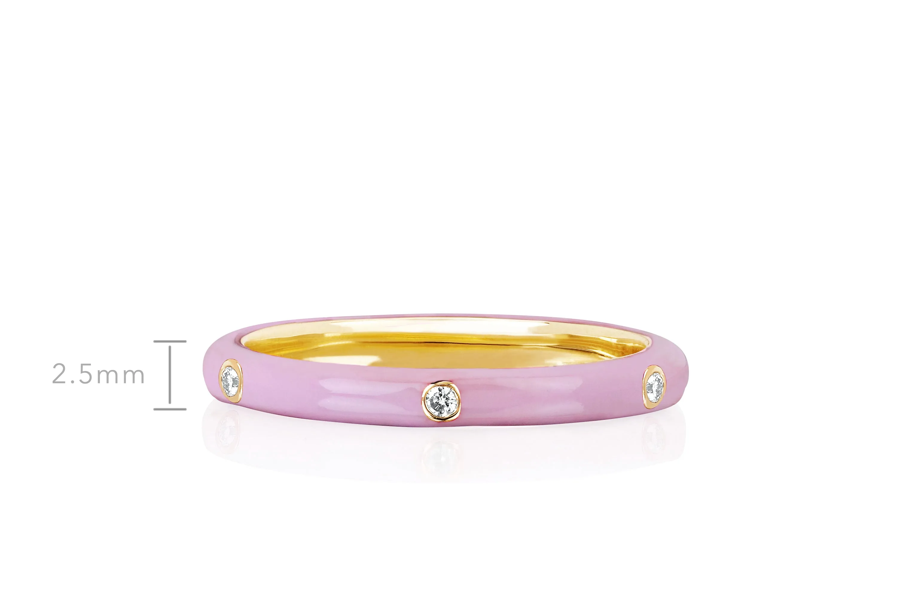 3 Diamond & Light Pink Enamel Stack Ring sold by EF Collection product image thumbnail 4