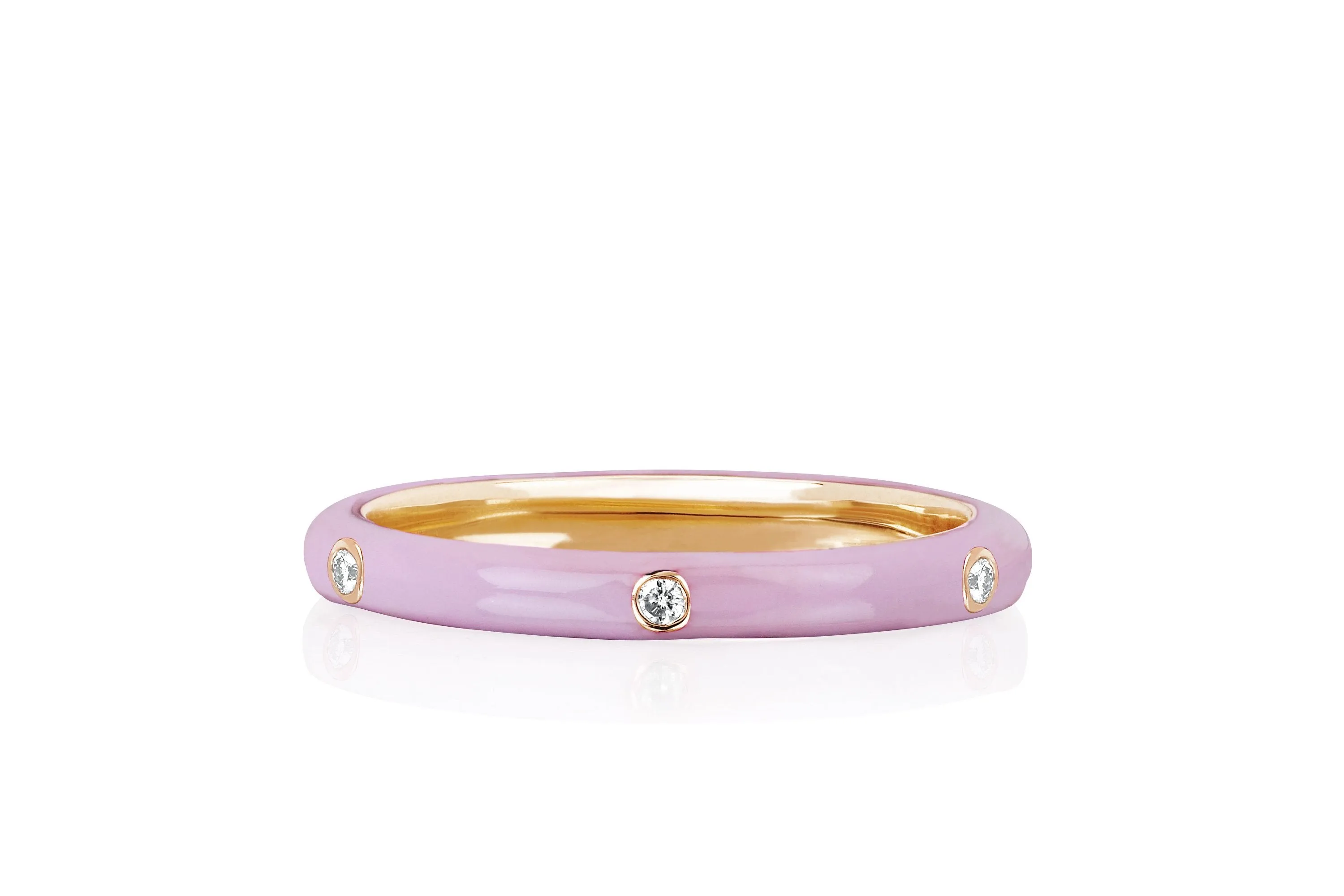 3 Diamond & Light Pink Enamel Stack Ring sold by EF Collection product image thumbnail 3