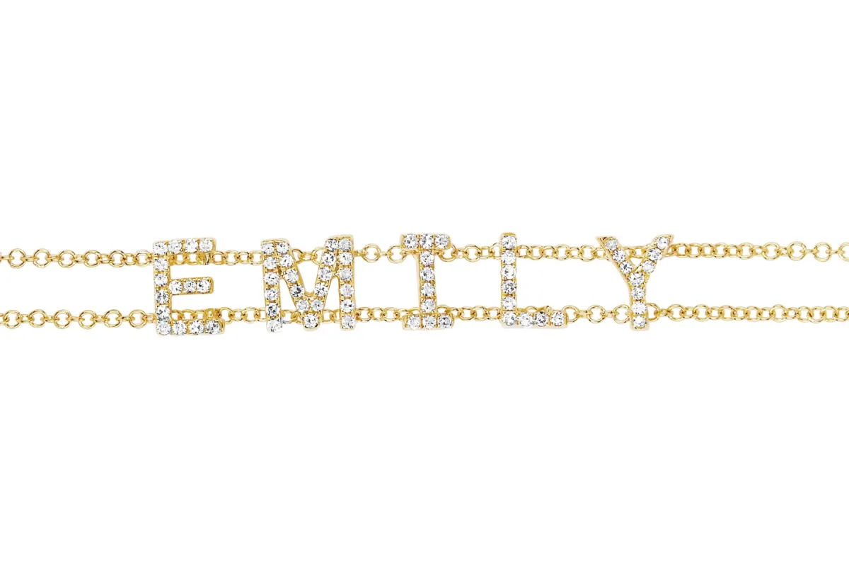 Diamond Double Chain Name Bracelet sold by EF Collection