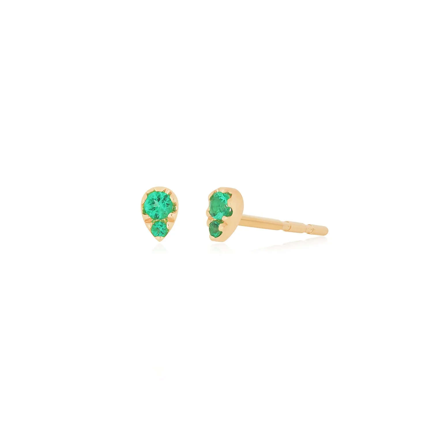 Full Cut Emerald Mini Teardrop Stud Earring sold by EF Collection product image thumbnail 3