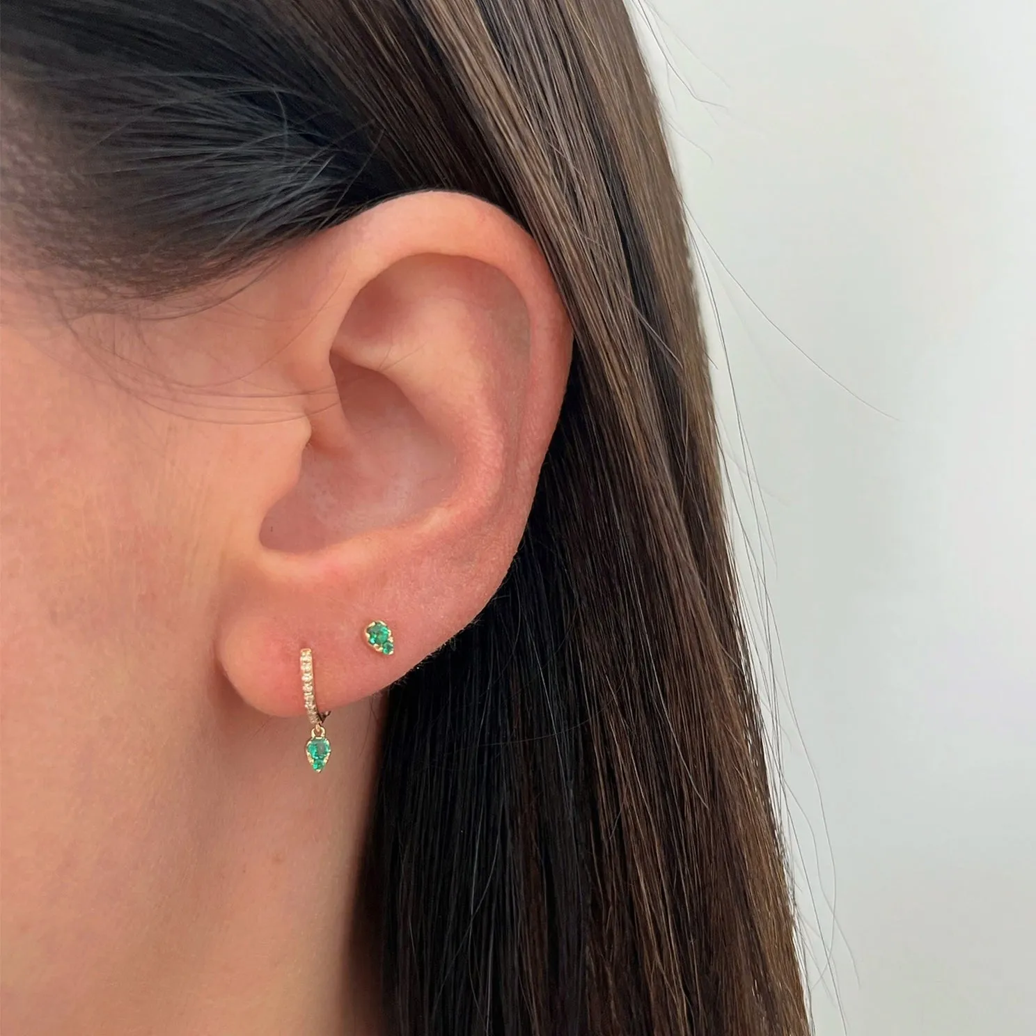 Full Cut Emerald Mini Teardrop Stud Earring sold by EF Collection product image thumbnail 5