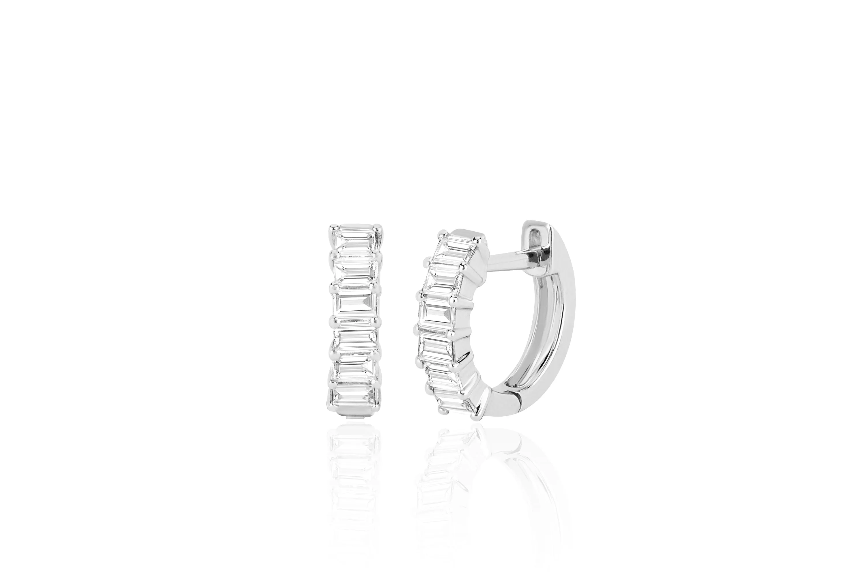 Prong Set Diamond Baguette Huggie Earring sold by EF Collection product image thumbnail 4