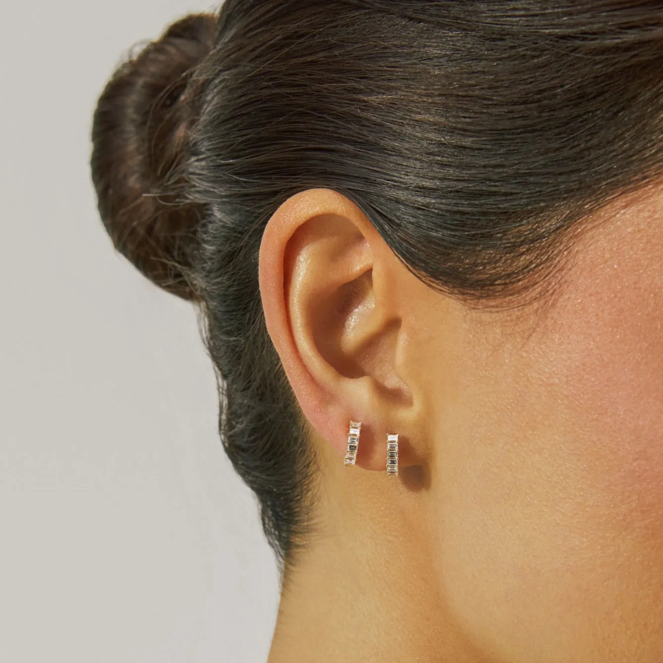 Prong Set Diamond Baguette Huggie Earring sold by EF Collection product image thumbnail 2