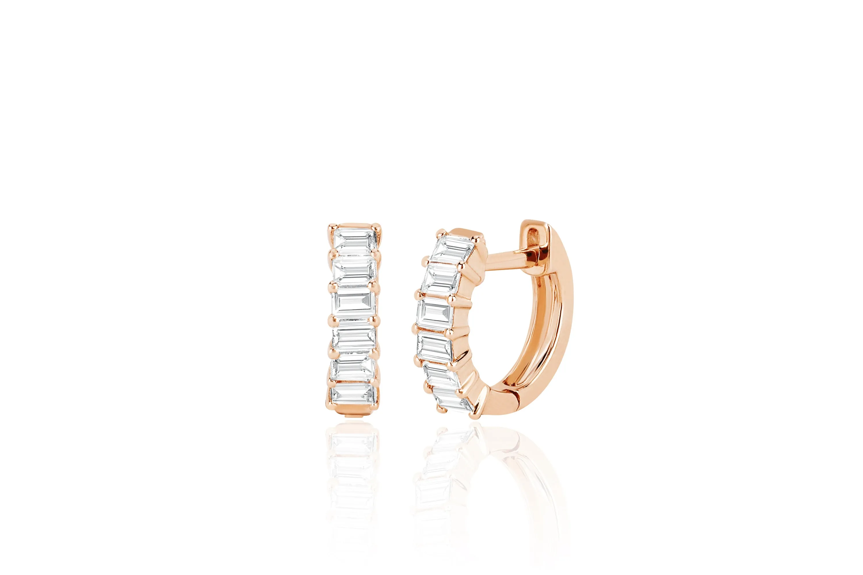 Prong Set Diamond Baguette Huggie Earring sold by EF Collection product image thumbnail 3
