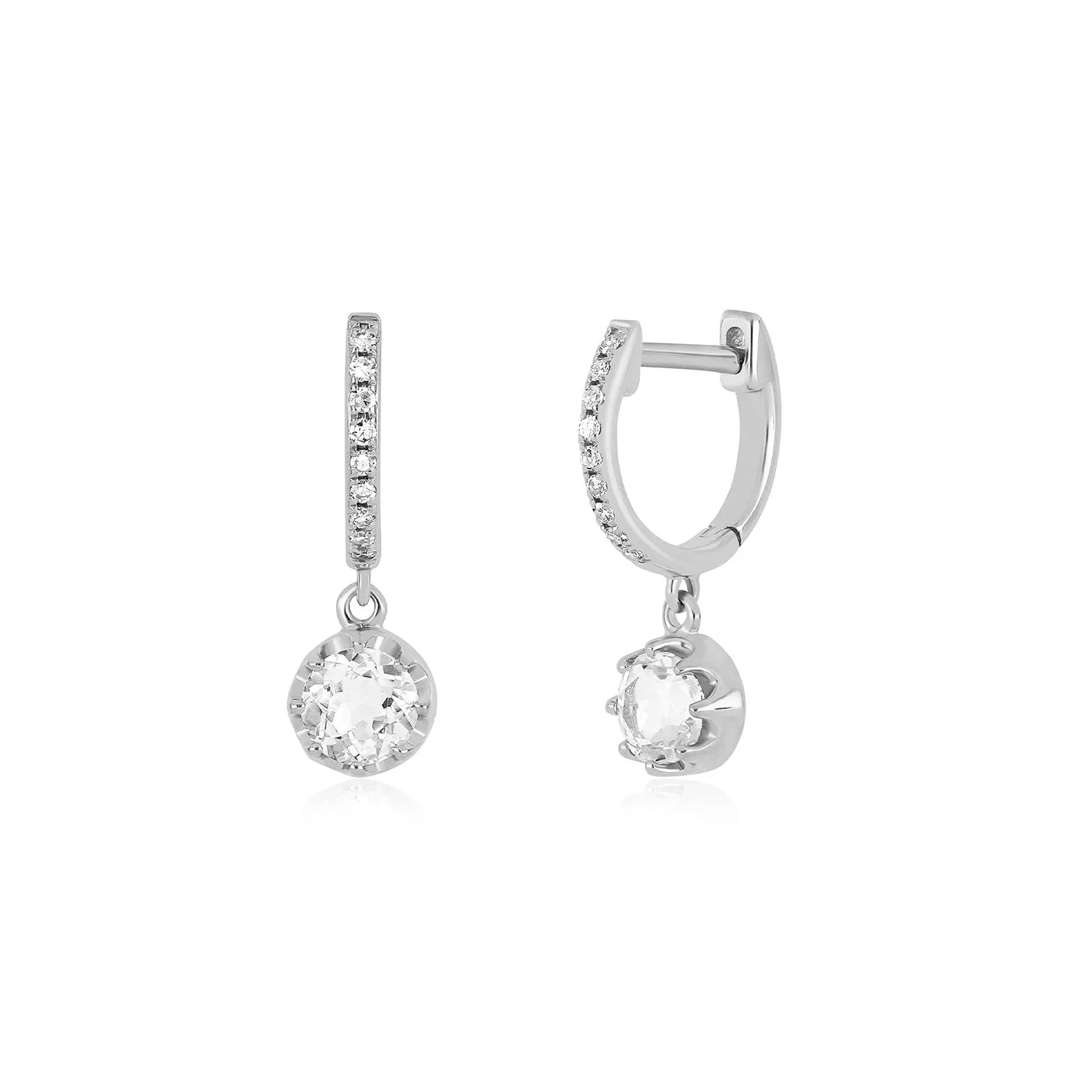White Quartz Crown Drop Diamond Mini Huggie Earring sold by EF Collection product image thumbnail 4