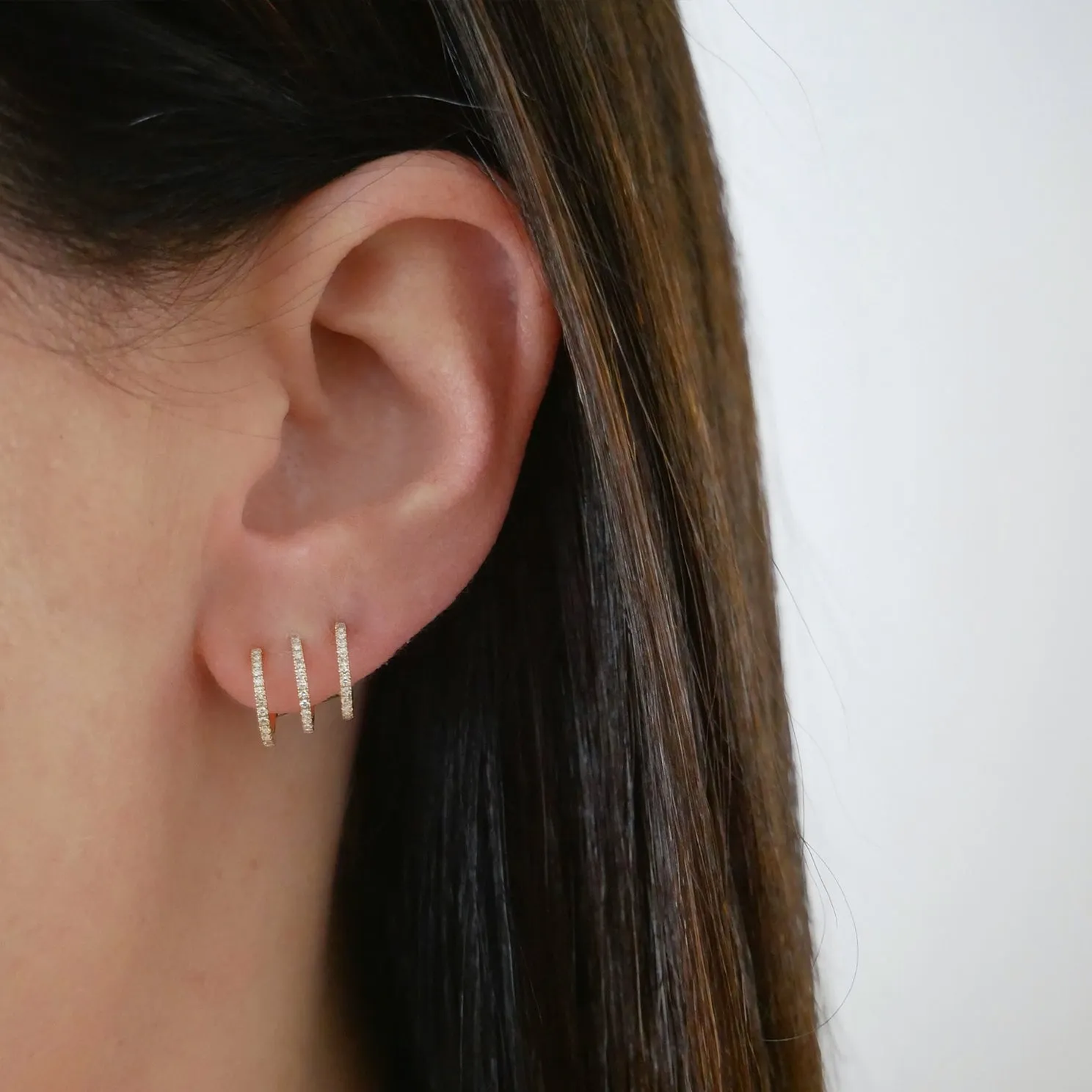 Diamond Triple Huggie Illusion Stud Earring sold by EF Collection product image thumbnail 2