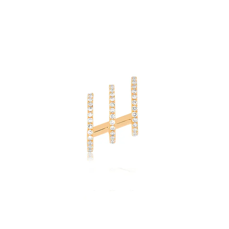 Diamond Triple Huggie Illusion Stud Earring sold by EF Collection product image thumbnail 5