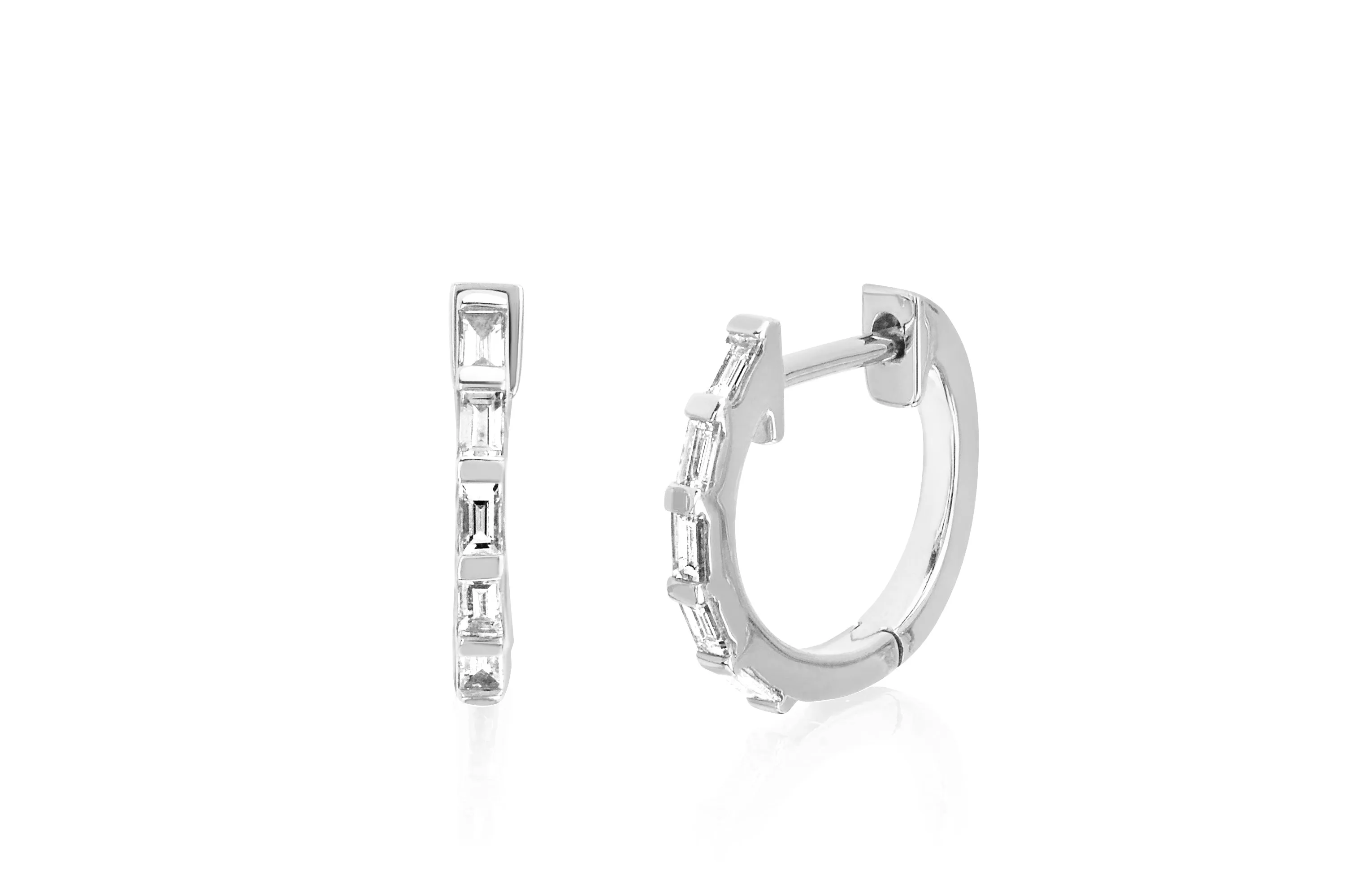 Diamond Baguette Huggie Earrings sold by EF Collection product image thumbnail 4