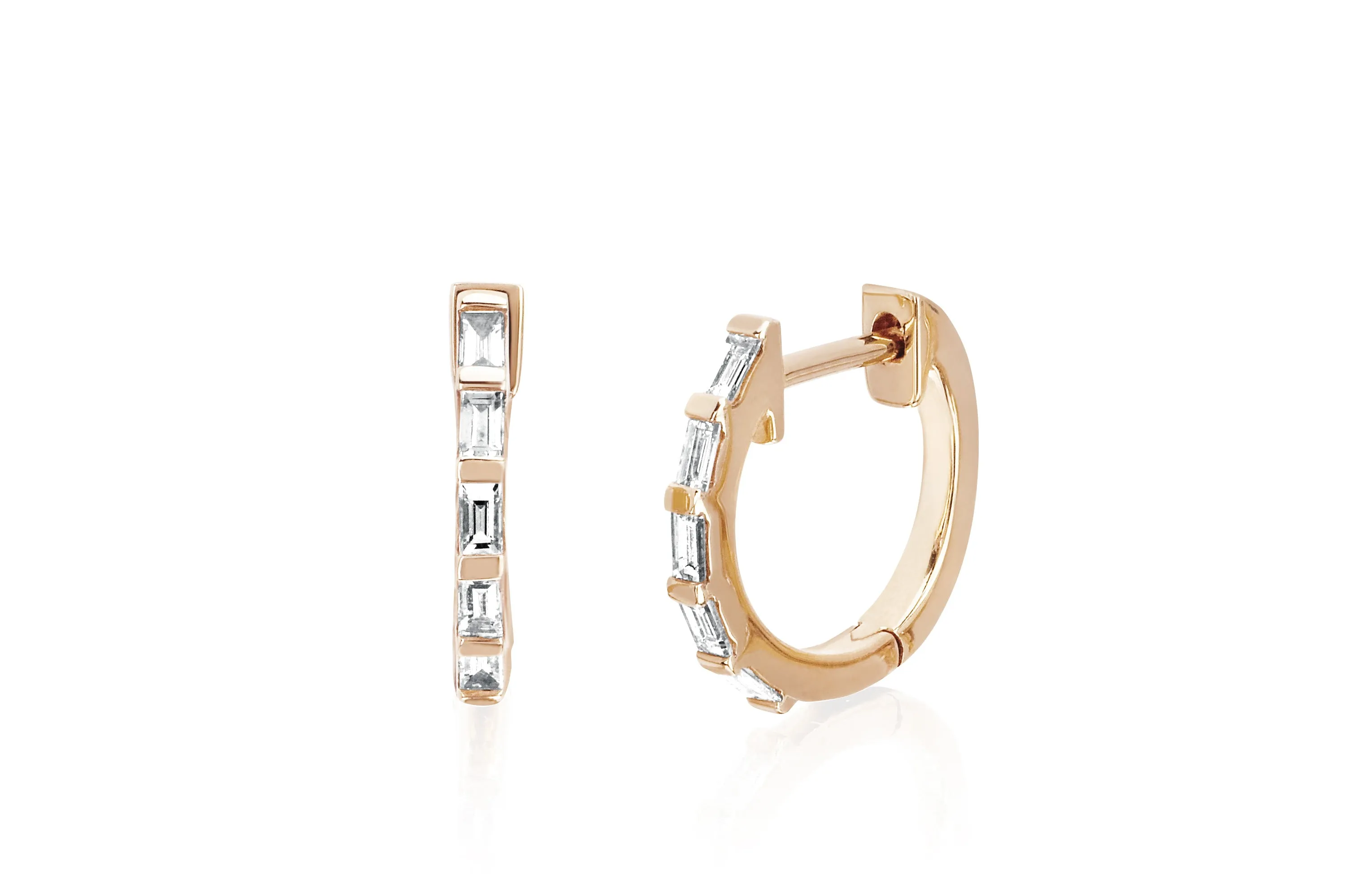 Diamond Baguette Huggie Earrings sold by EF Collection product image thumbnail 3