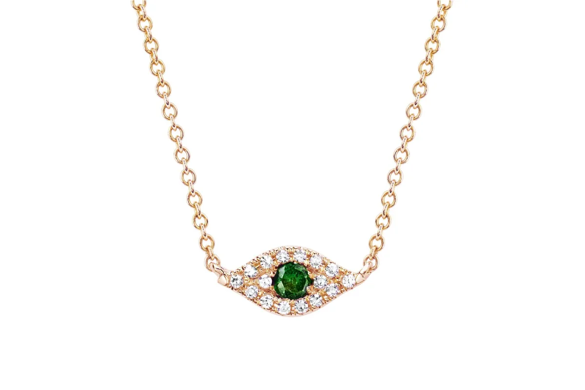 Diamond Tsavorite Evil Eye Choker Necklace sold by EF Collection