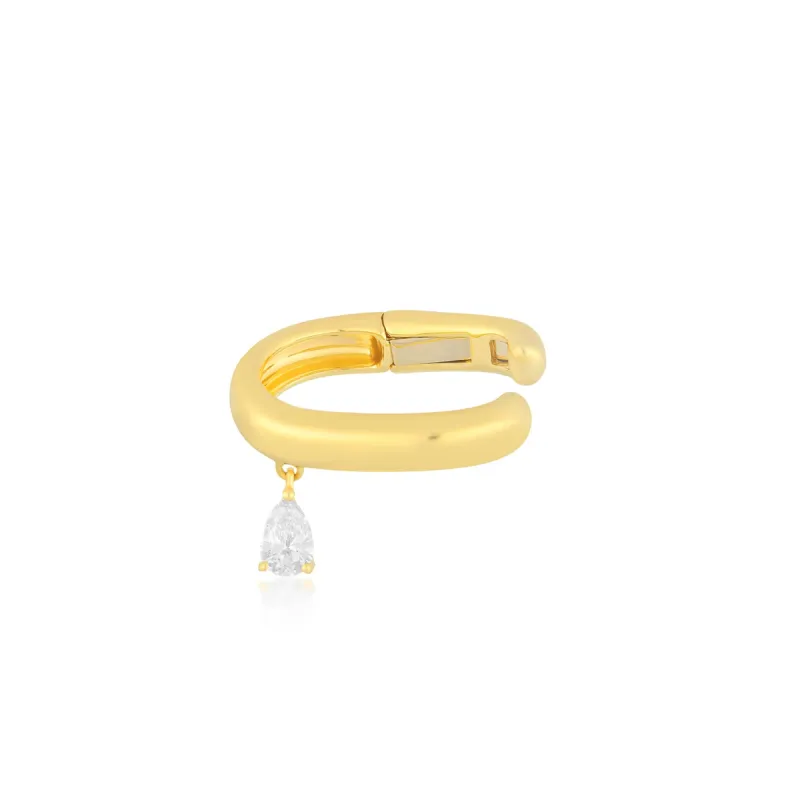 Diamond Pear Drop Gold Ear Cuff sold by EF Collection