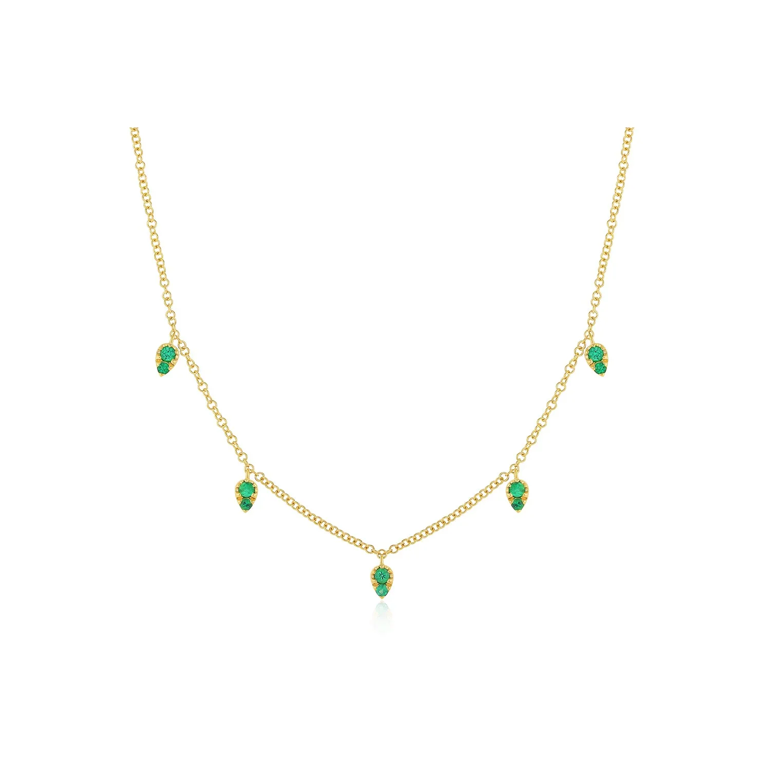 Emerald 5 Teardrop Choker Necklace sold by EF Collection