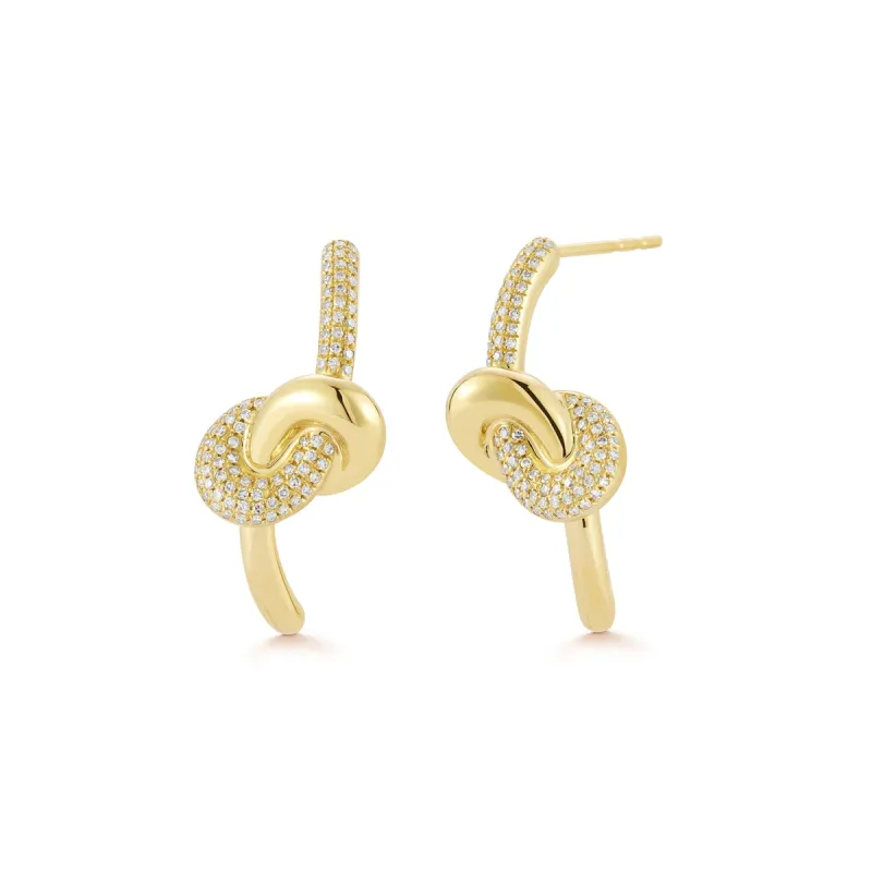 Diamond & Gold Jumbo Love Knot Stud Earrings sold by EF Collection