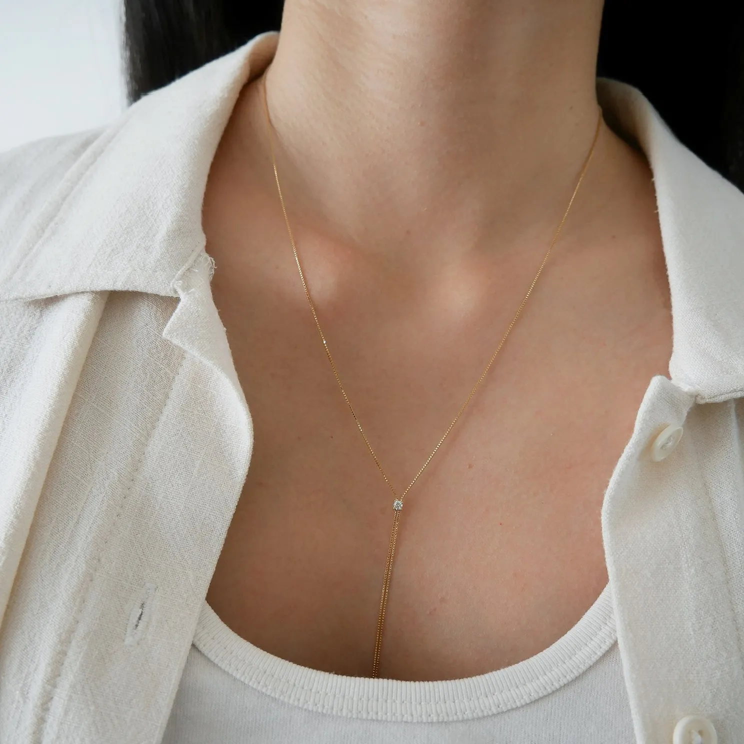 Diamond Shayla Lariat Necklace sold by EF Collection product image thumbnail 4