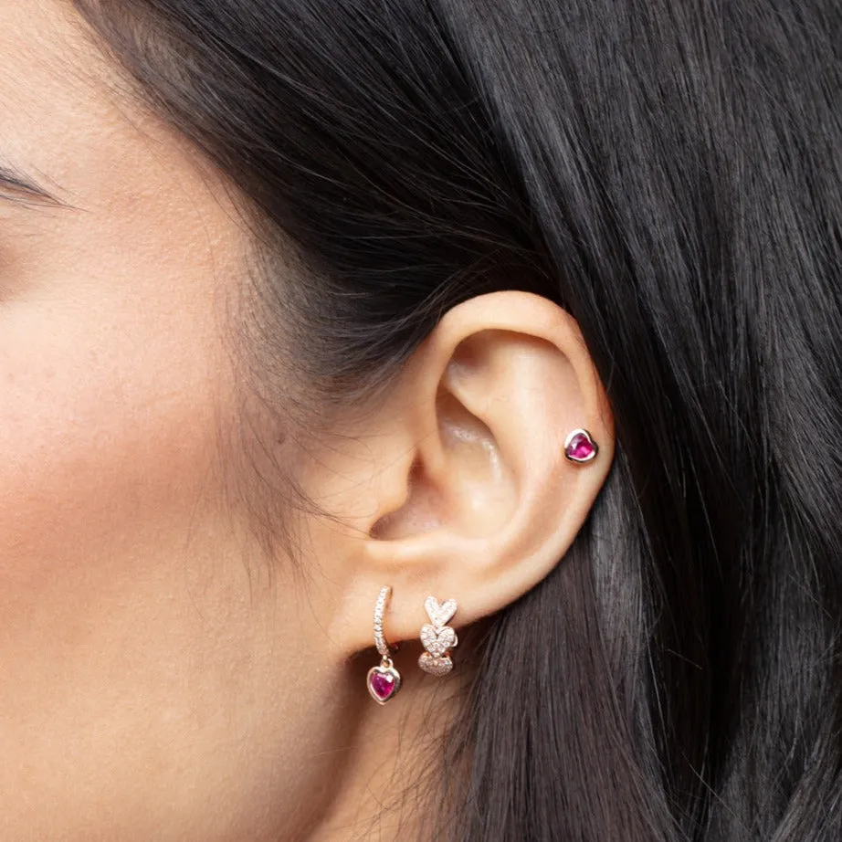 Ruby Heart Stud Earring sold by EF Collection product image thumbnail 4