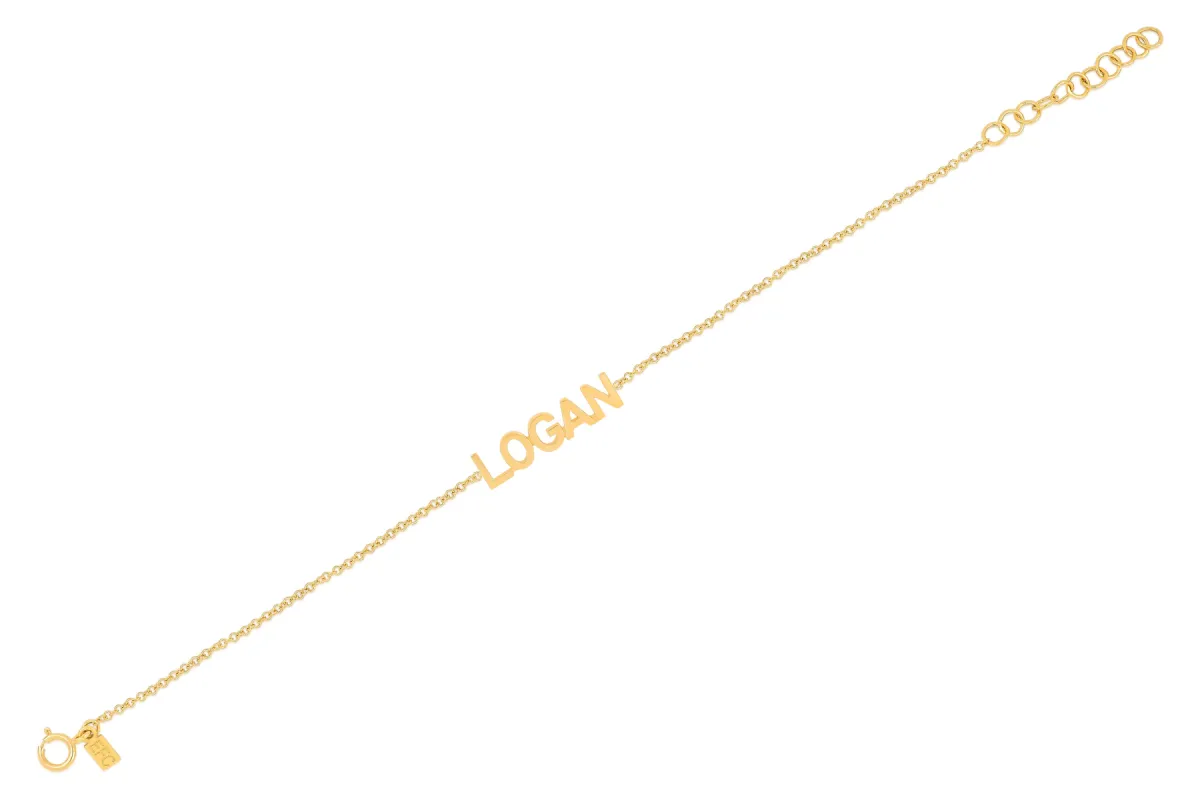 Gold Block Name Bracelet sold by EF Collection