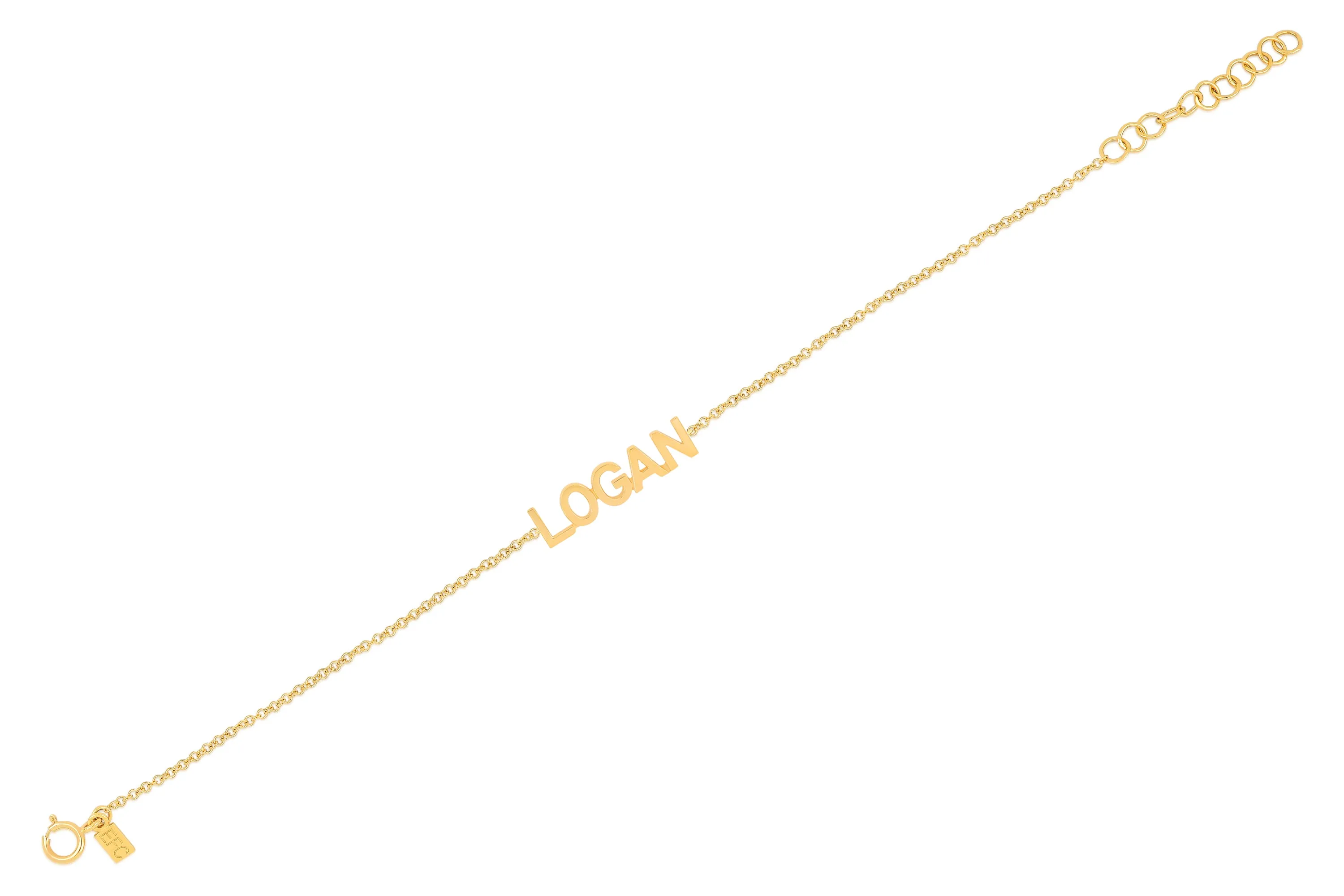 Gold Block Name Bracelet sold by EF Collection