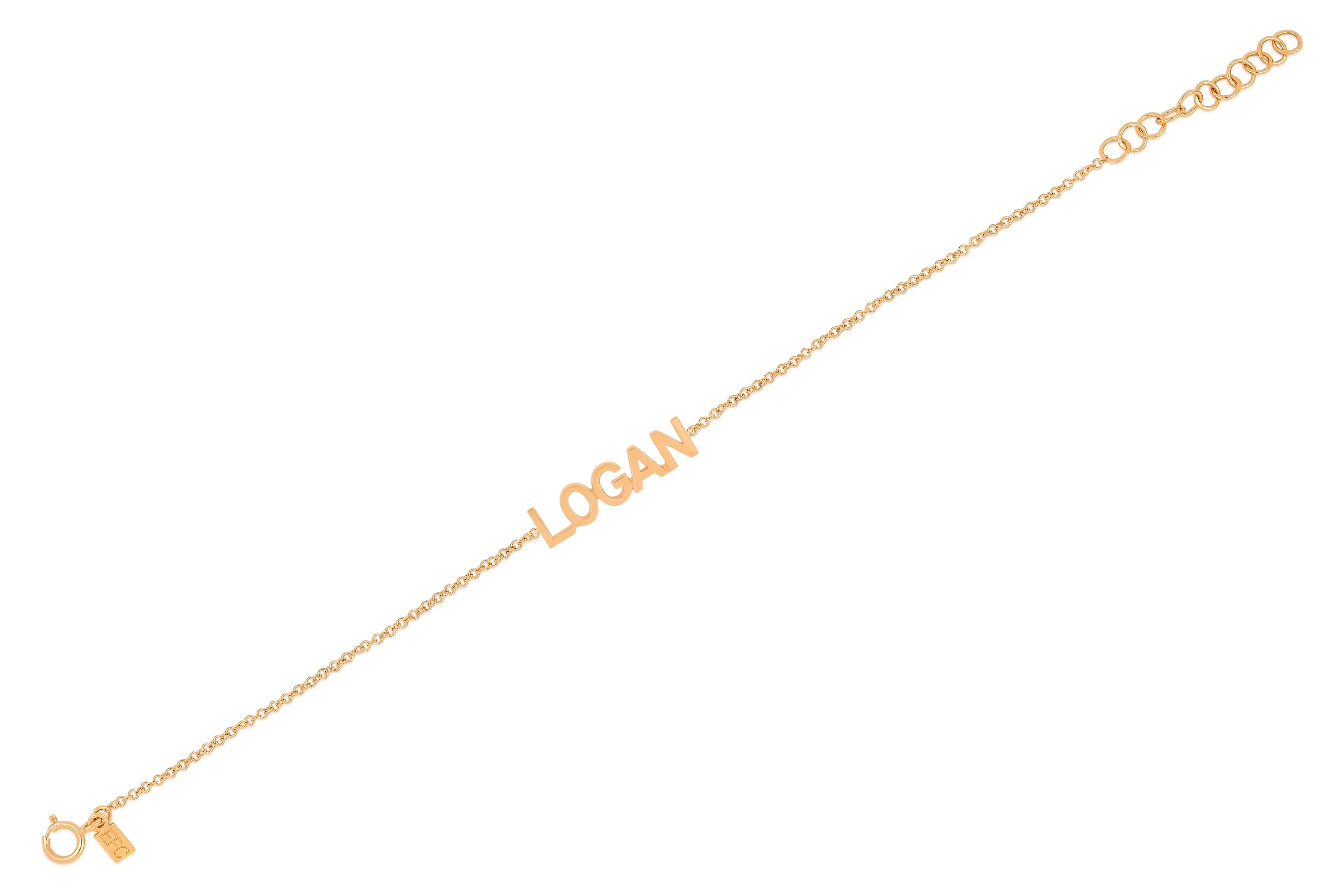Gold Block Name Bracelet sold by EF Collection product image thumbnail 3