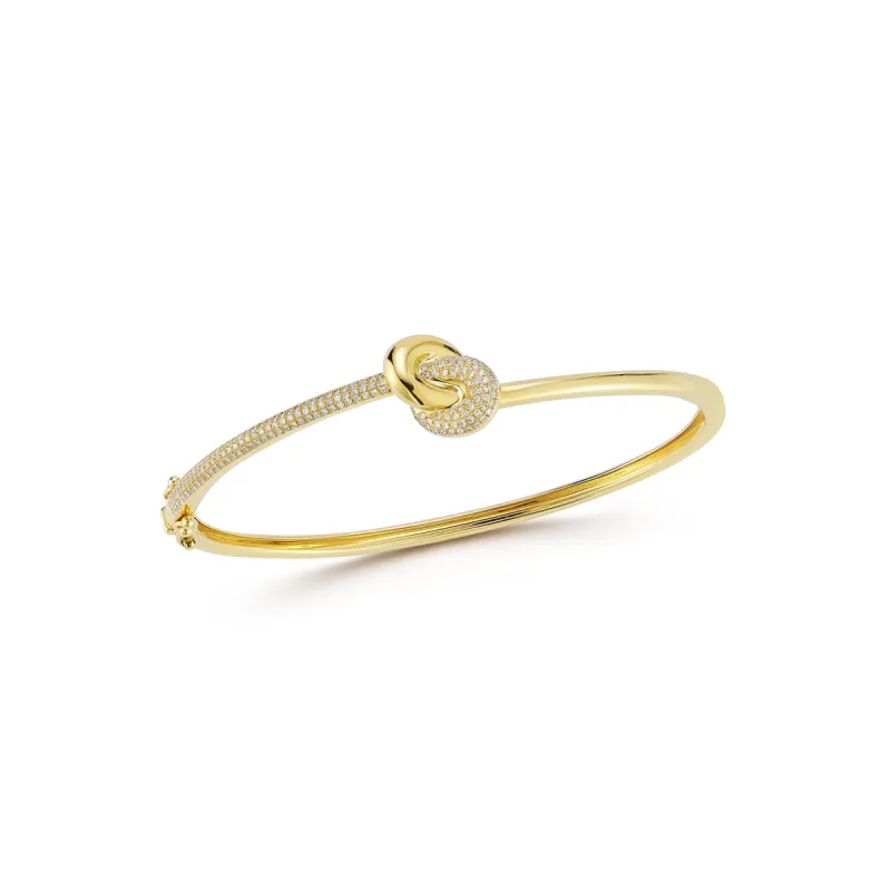 Diamond & Gold Jumbo Love Knot Bangle Bracelet sold by EF Collection