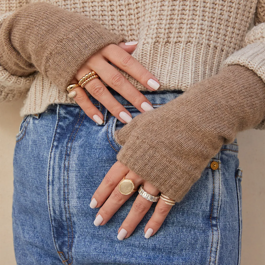 Mocha Cashmere Wrist Warmer sold by EF Collection product image thumbnail 2