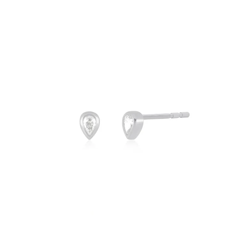 Bezel Set Diamond Pear Stud Earring sold by EF Collection