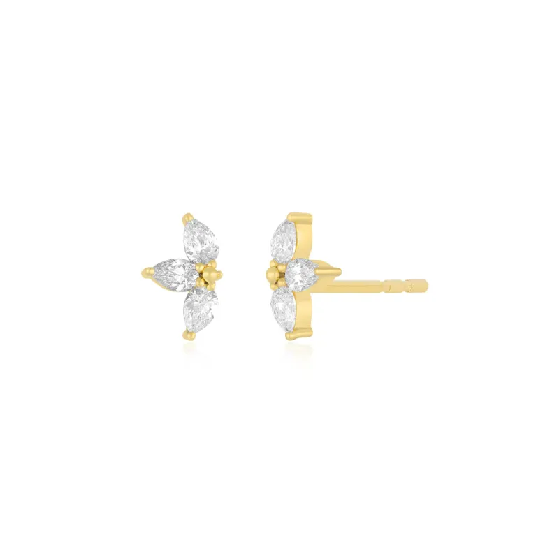 Triple Diamond Mini Pear Stud Earring sold by EF Collection