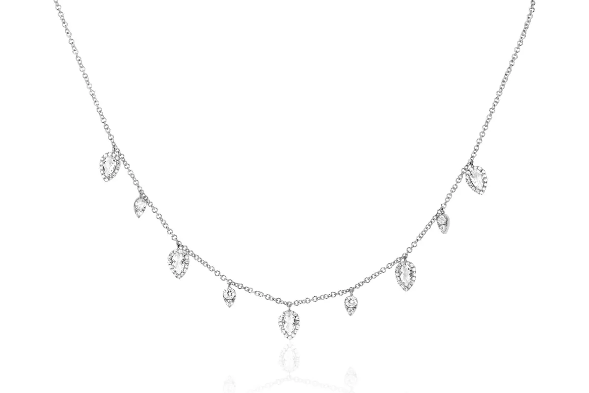 Diamond & White Quartz Ultimate Teardrop Necklace made by EF Collection