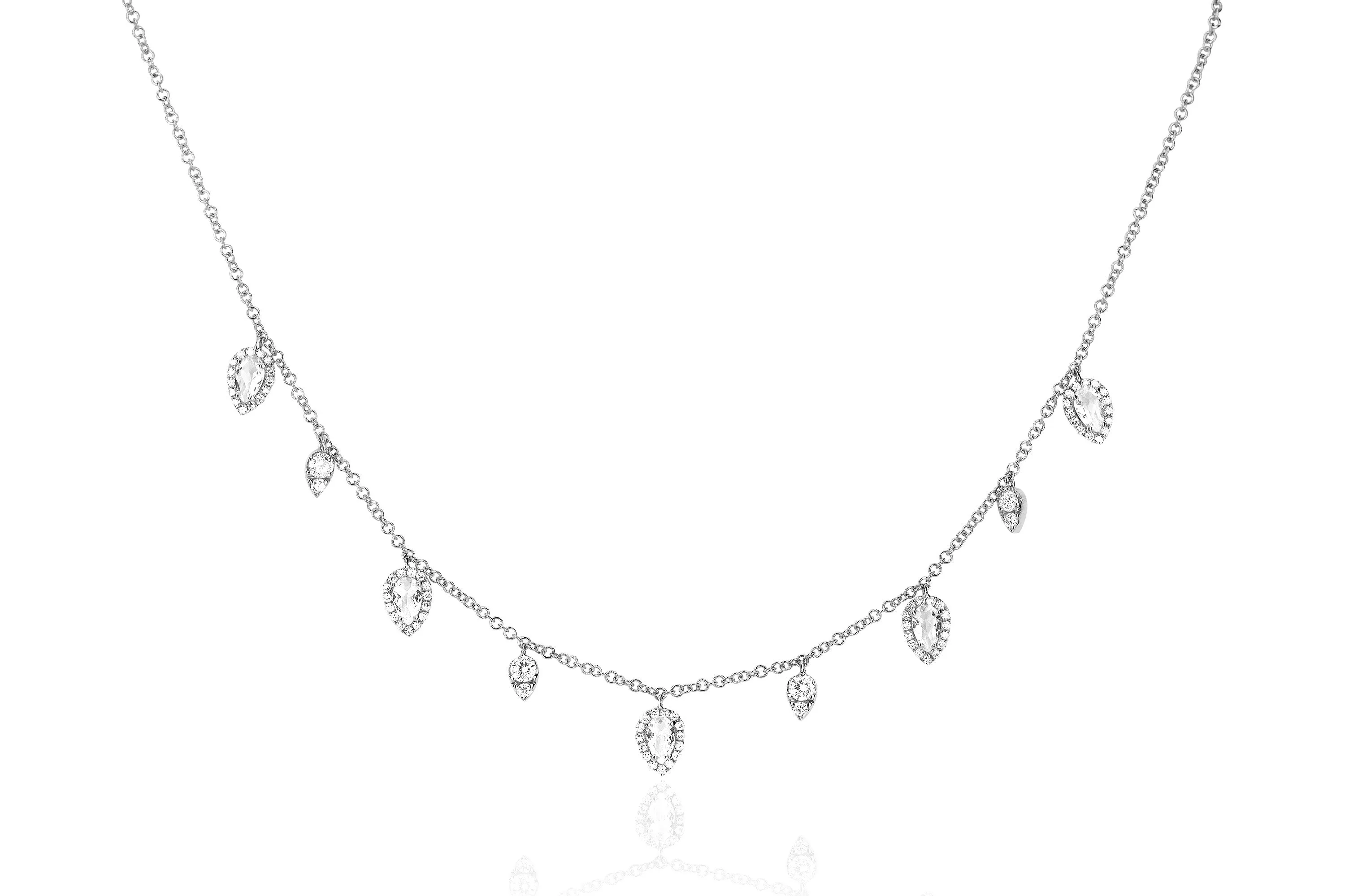 Diamond & White Quartz Ultimate Teardrop Necklace sold by EF Collection