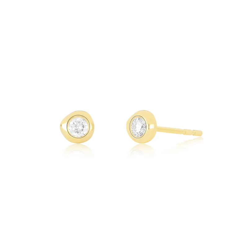 Diamond Pillow Stud Earrings sold by EF Collection
