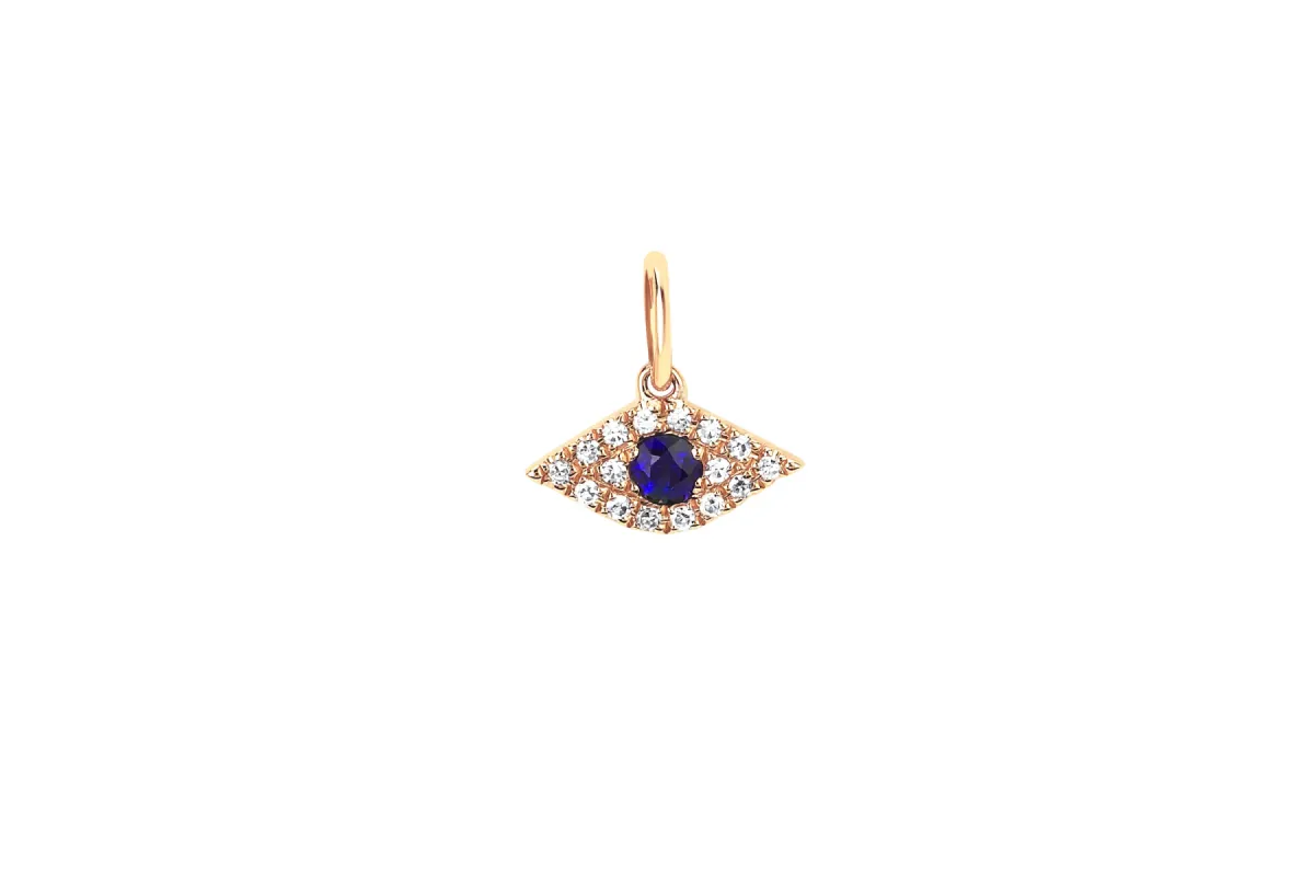 Diamond Evil Eye With Blue Sapphire Charm sold by EF Collection
