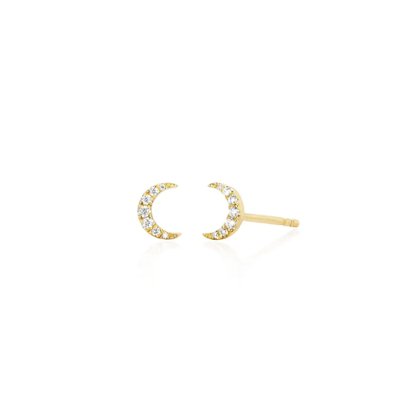 Diamond Mini Moon Stud Earring sold by EF Collection