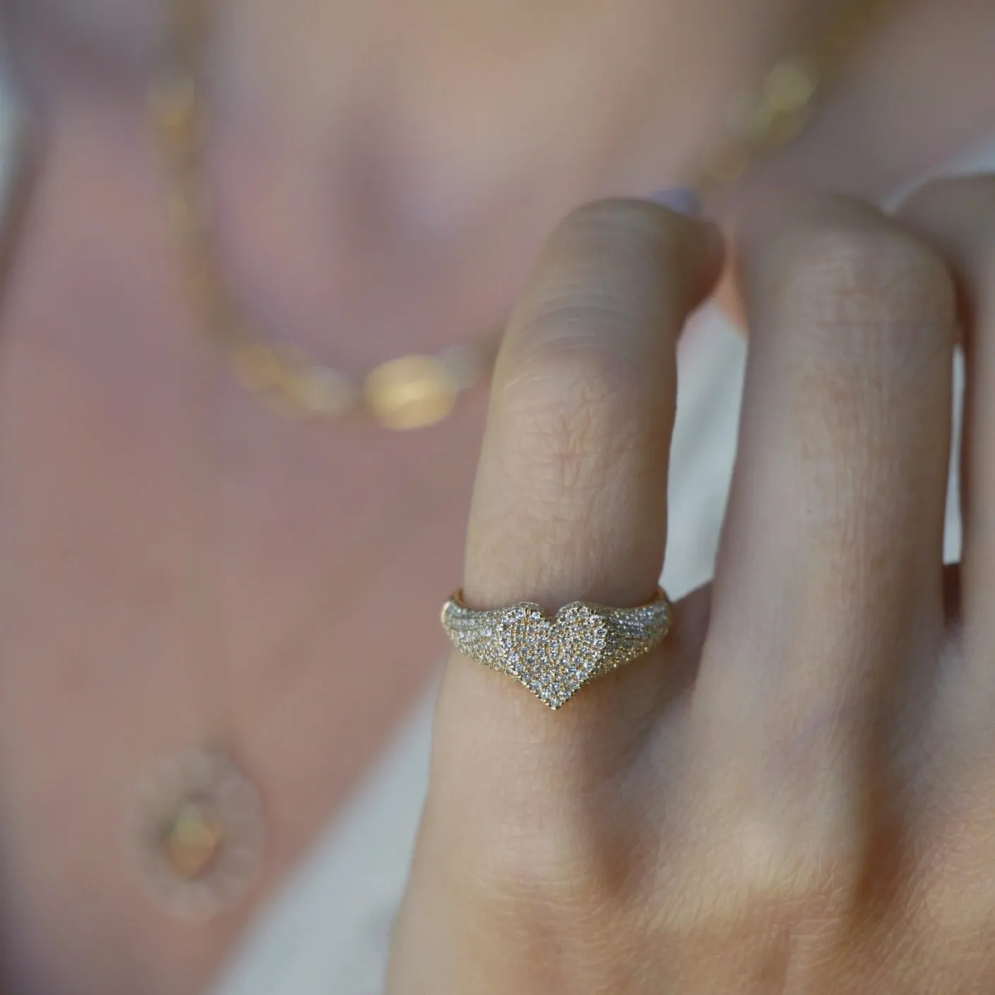 Diamond Heart Signet Ring sold by EF Collection product image thumbnail 5