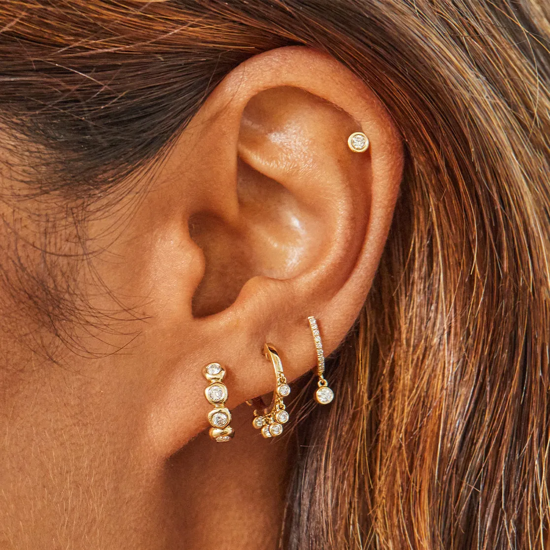 Diamond Bezel Shimmy Huggie Earring sold by EF Collection product image thumbnail 2