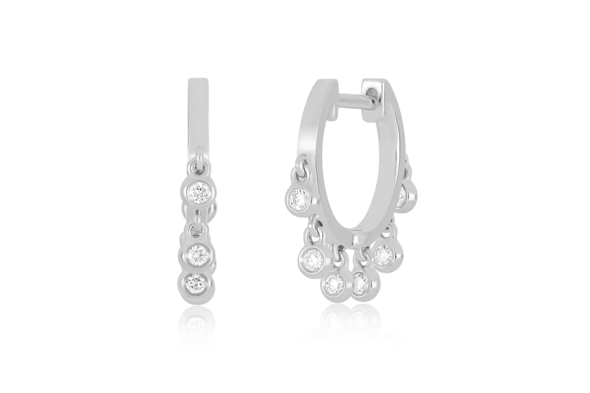 Diamond Bezel Shimmy Huggie Earring sold by EF Collection