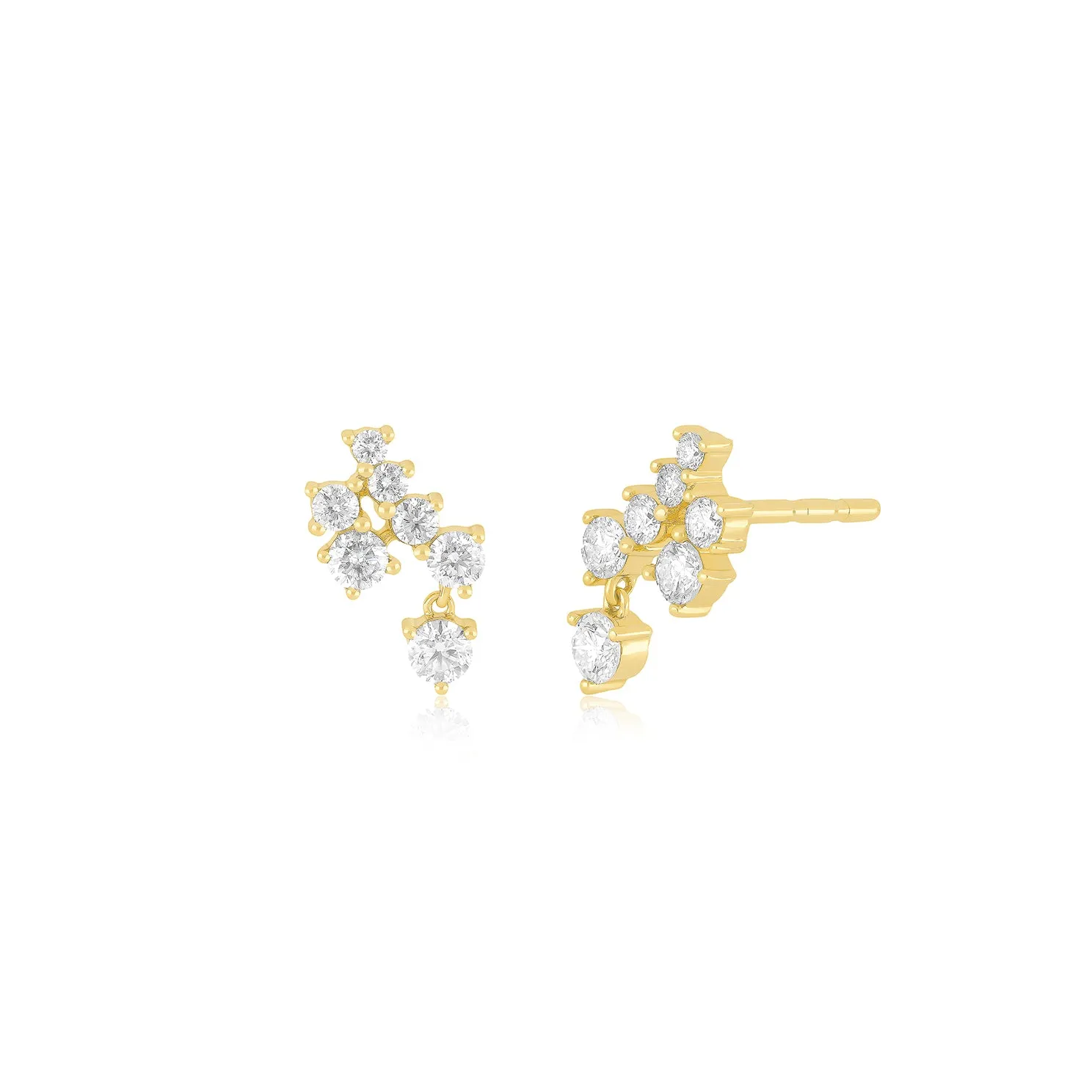 Diamond Cluster Dangle Stud Earring sold by EF Collection