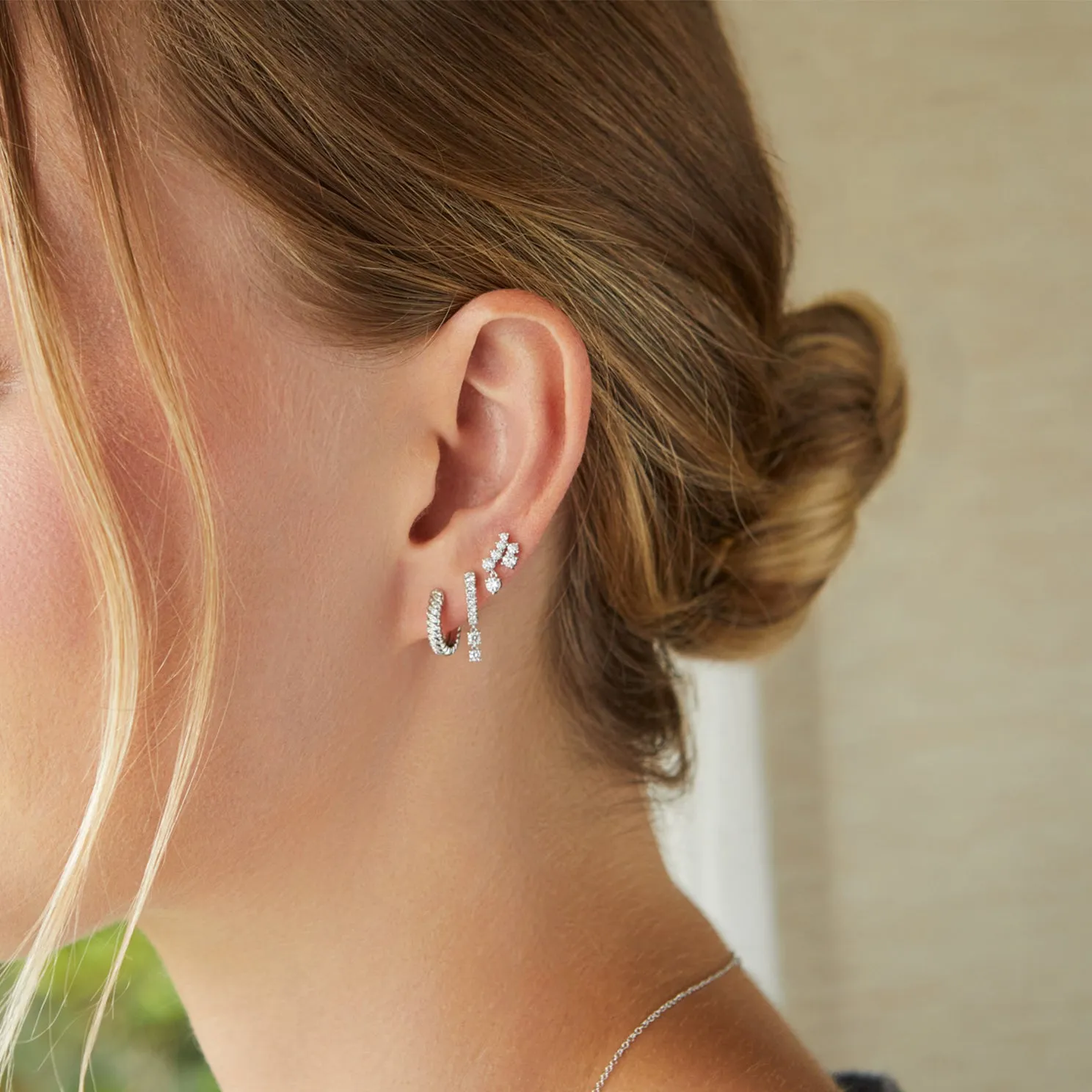 Diamond Cluster Dangle Stud Earring sold by EF Collection product image thumbnail 2