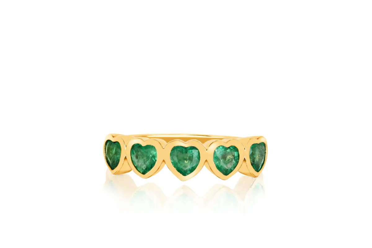 Emerald Multi Heart Ring sold by EF Collection