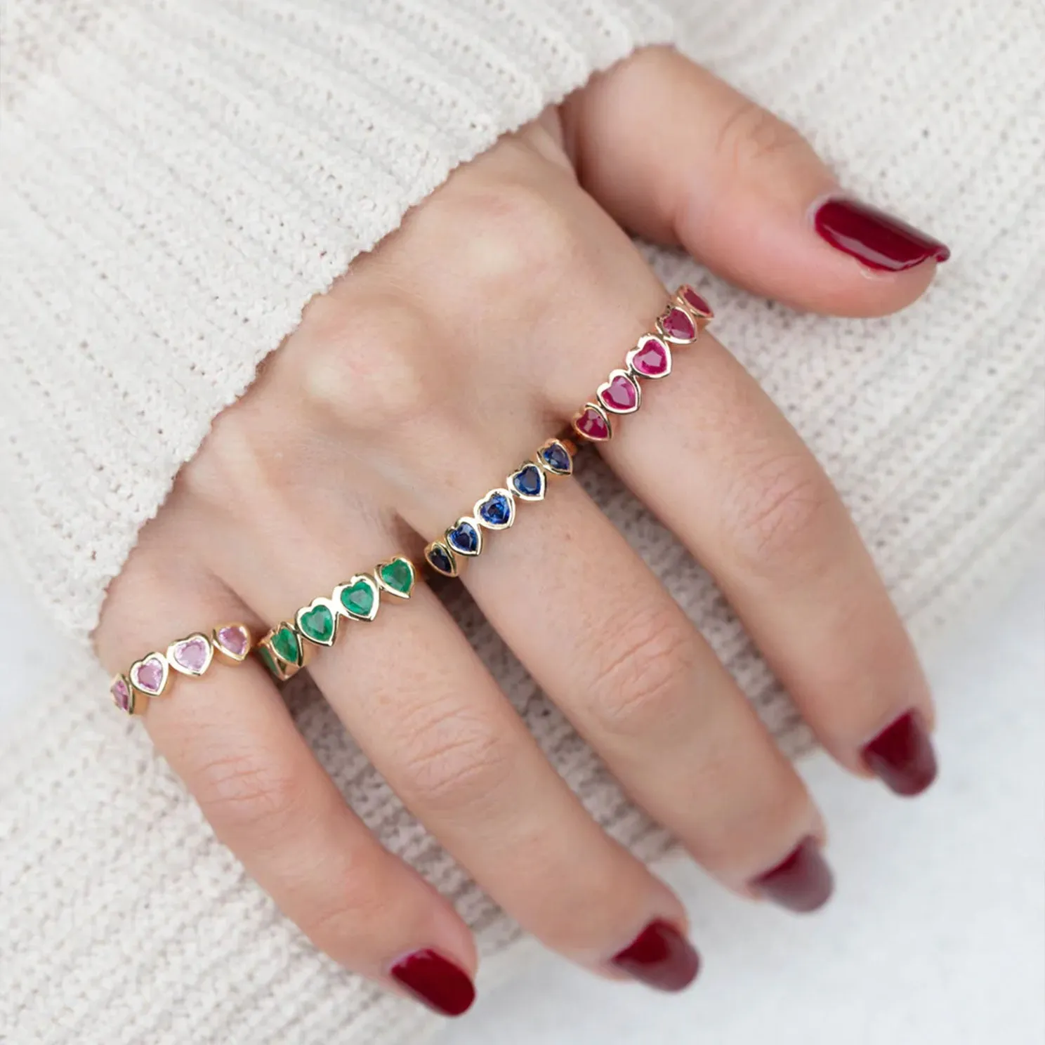 Emerald Multi Heart Ring sold by EF Collection product image thumbnail 5