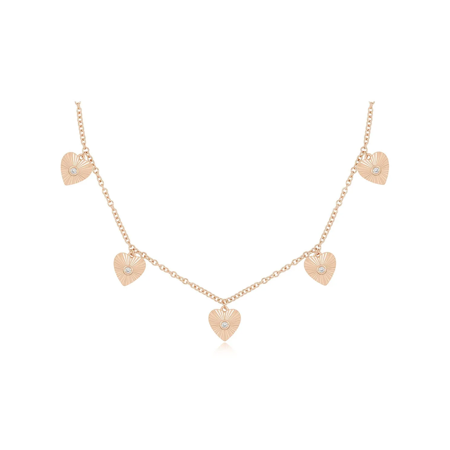 Multi Gold & Diamond Fluted Heart Necklace sold by EF Collection product image thumbnail 3