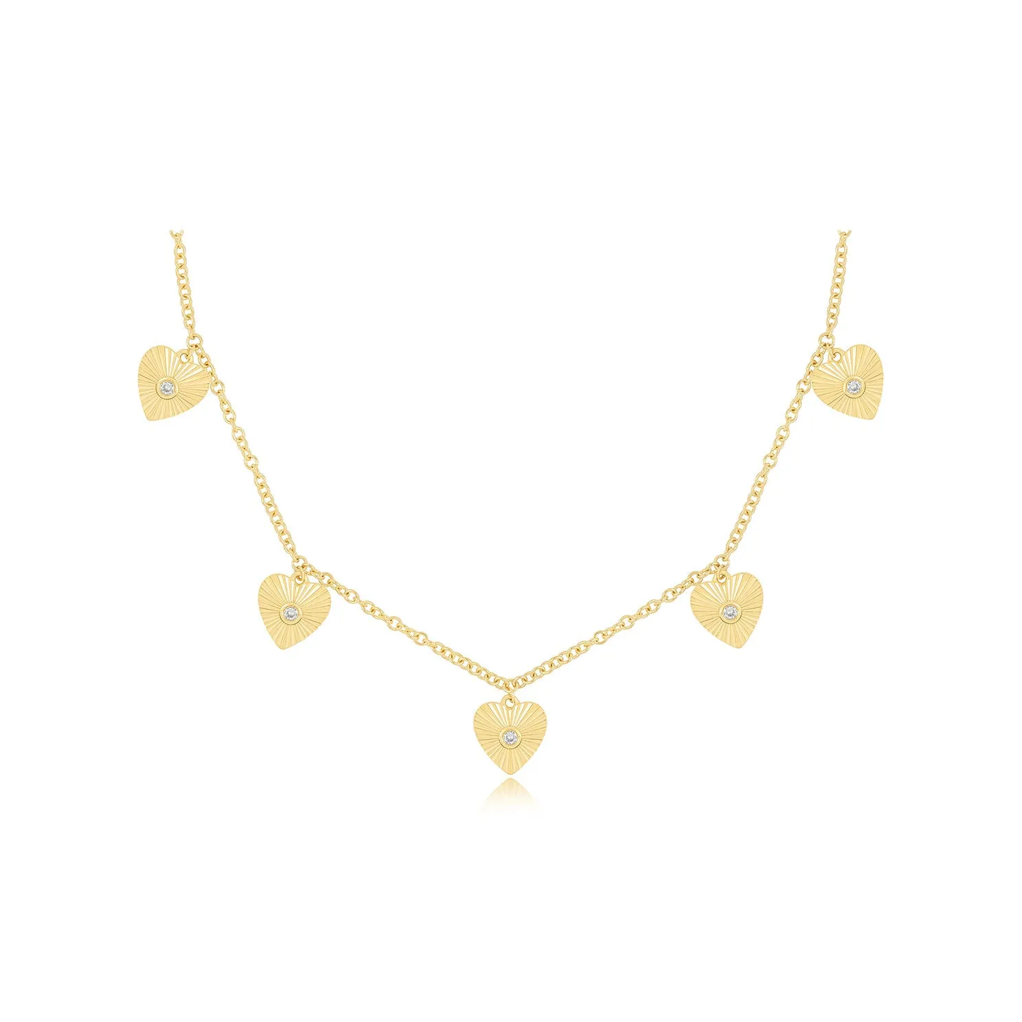 Multi Gold & Diamond Fluted Heart Necklace sold by EF Collection
