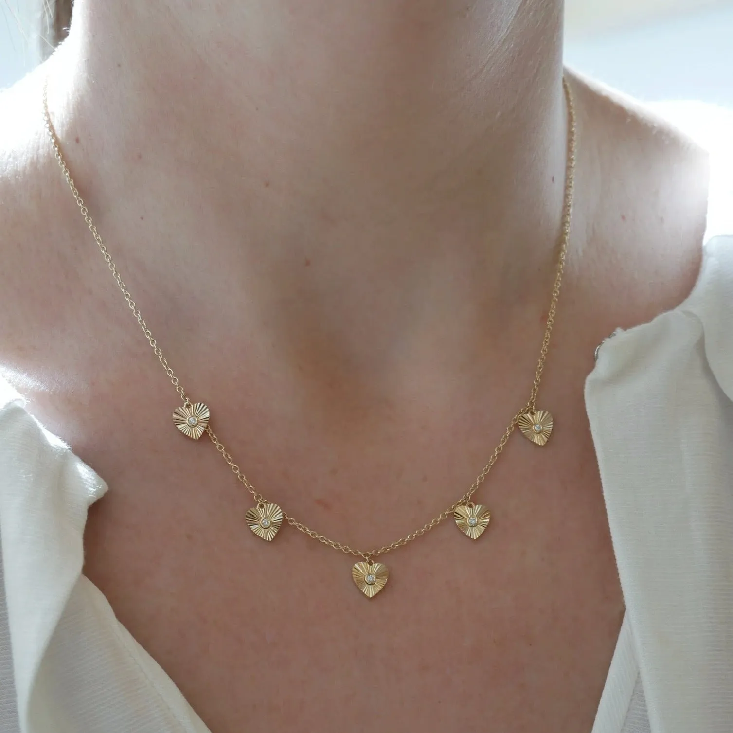 Multi Gold & Diamond Fluted Heart Necklace sold by EF Collection product image thumbnail 5