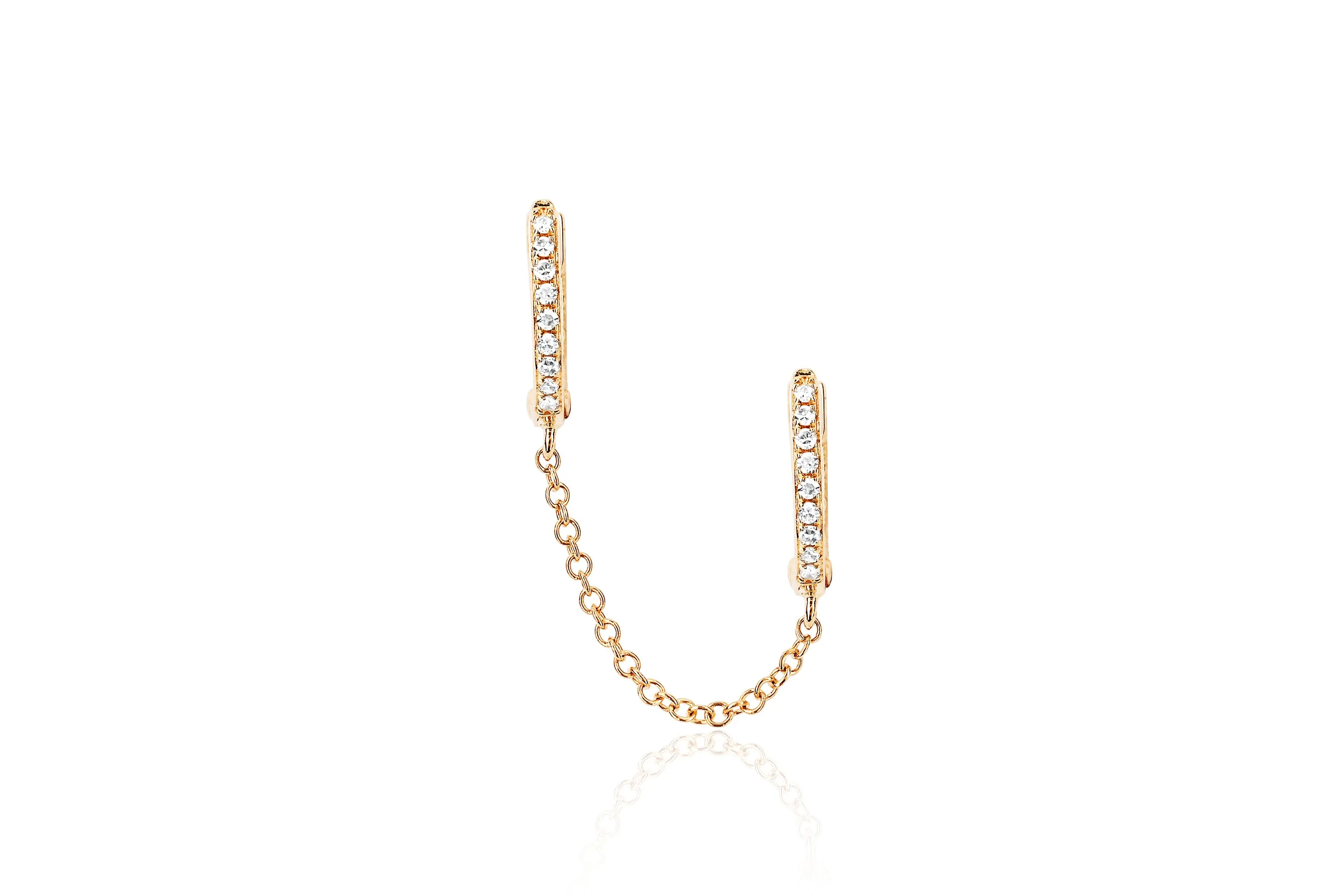 Diamond Double Mini Huggie Chain Earring sold by EF Collection product image thumbnail 3