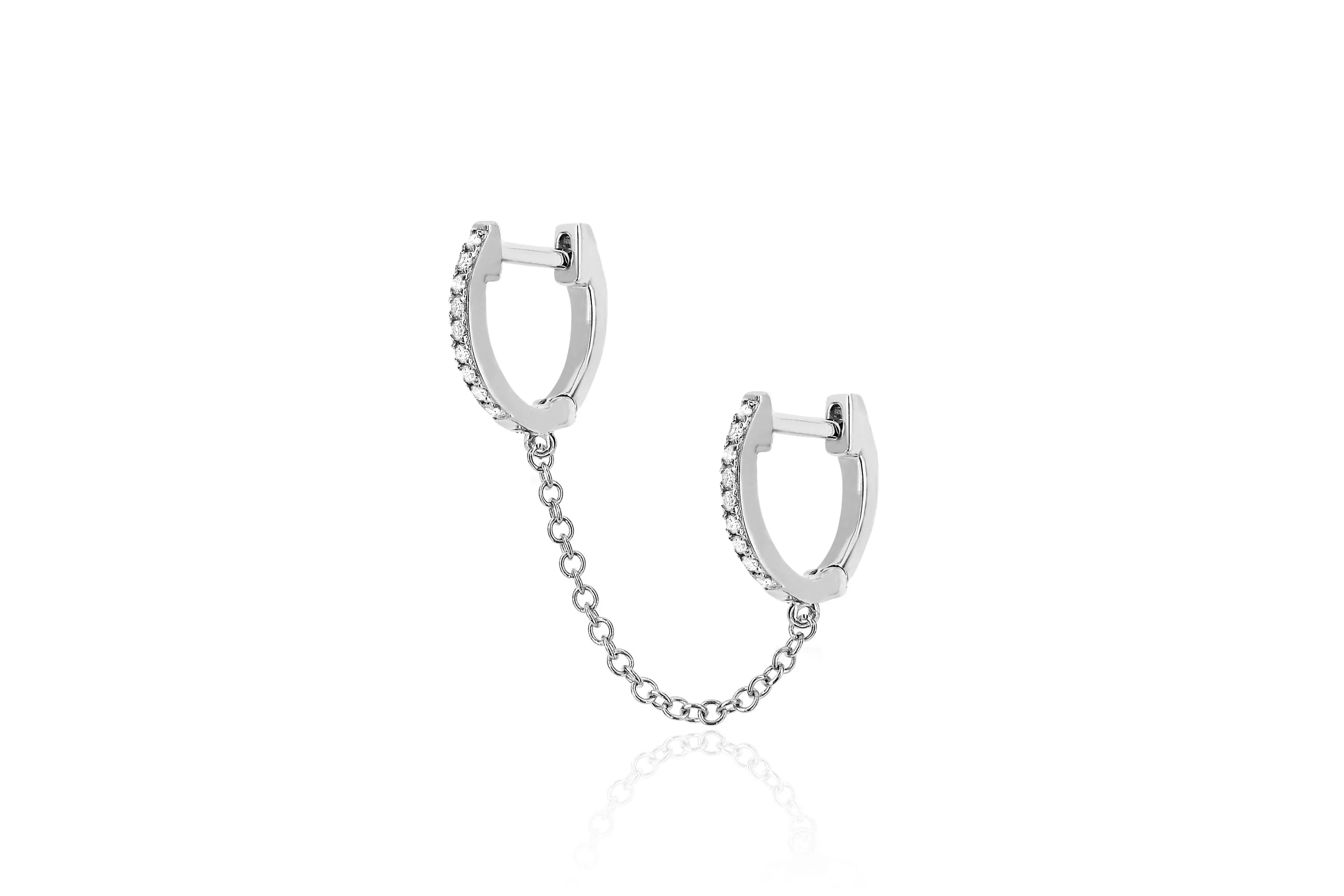 Diamond Double Mini Huggie Chain Earring sold by EF Collection product image thumbnail 5