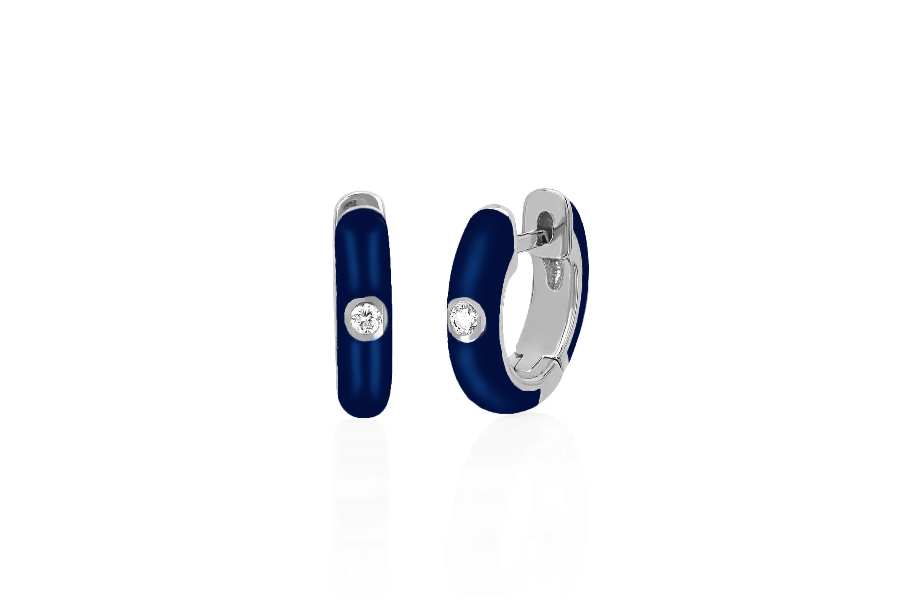 Diamond & Navy Enamel Huggie Earring sold by EF Collection product image thumbnail 4